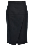 Fendi Gray Virgin Wool Midi Skirt