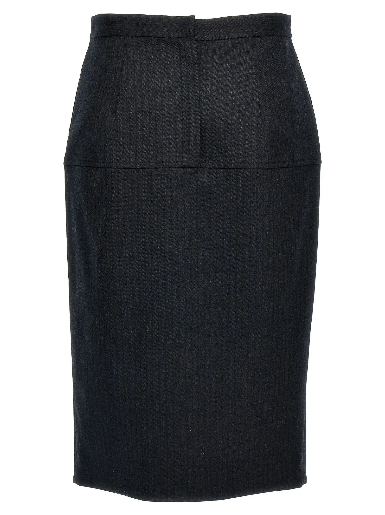 Fendi Gray Virgin Wool Midi Skirt