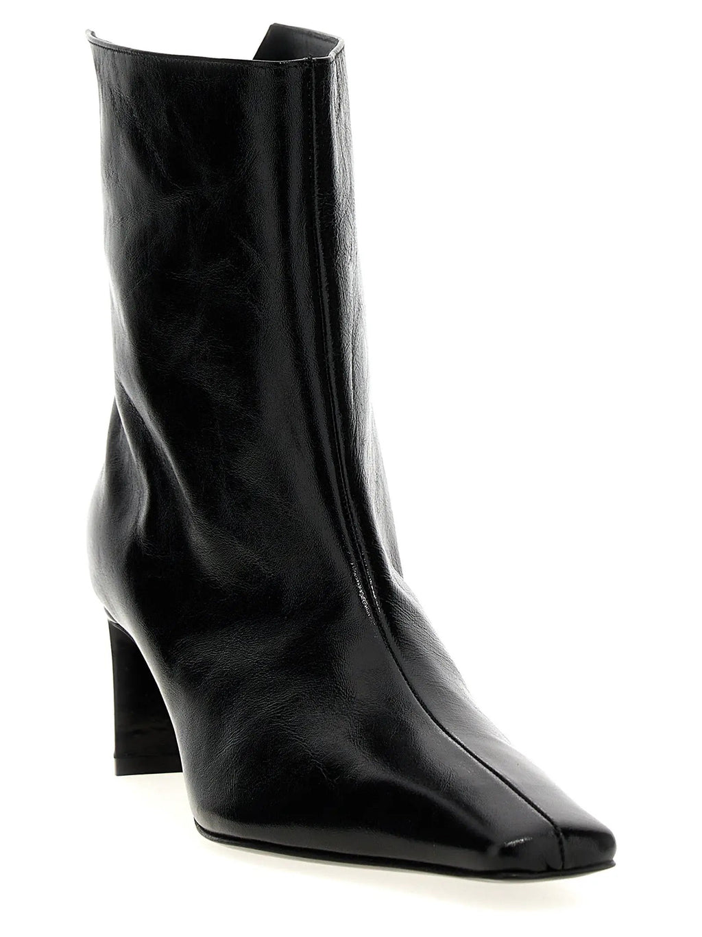 Khaite Black Calfskin Ankle Boots