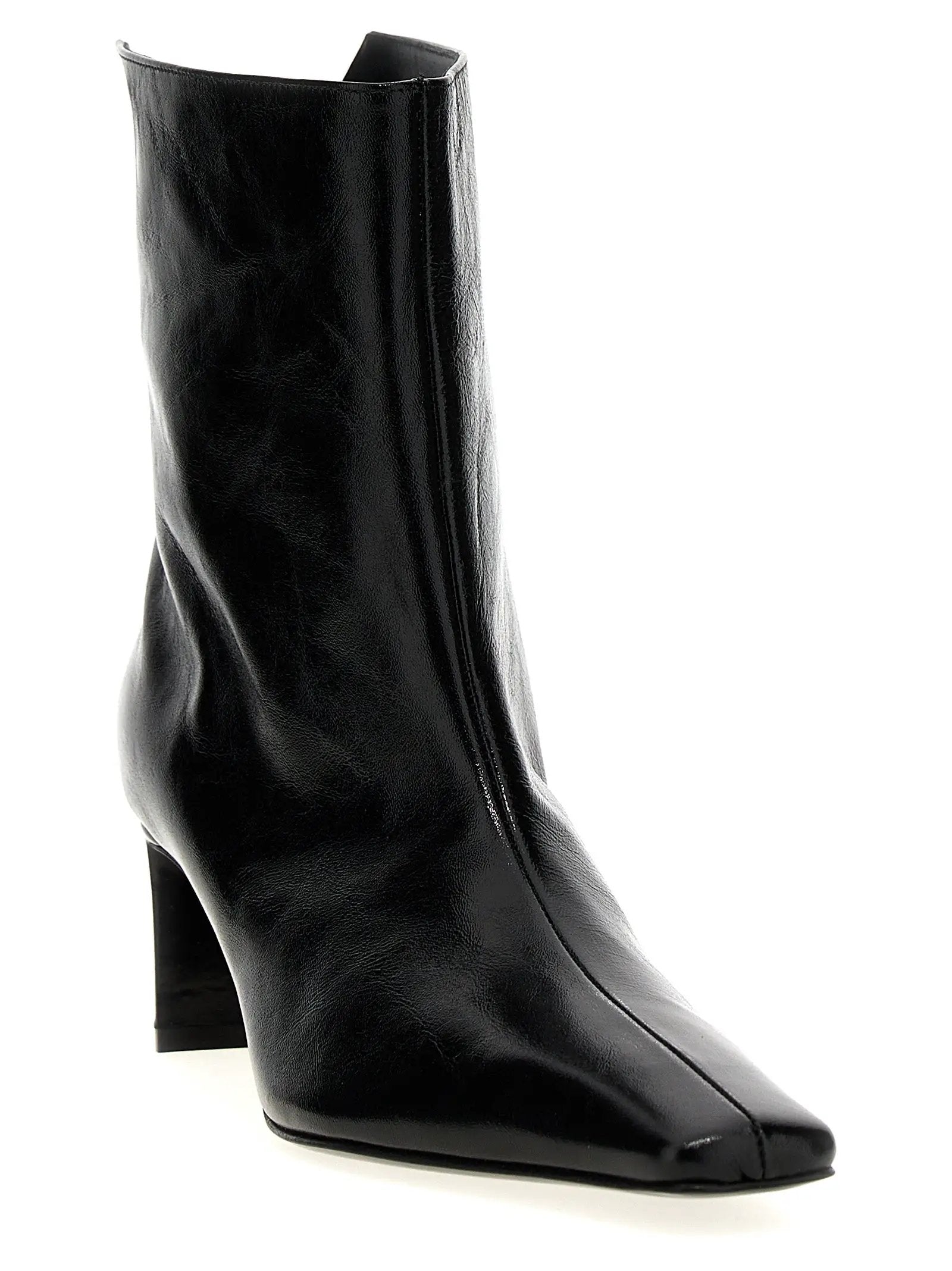 Khaite Black Calfskin Ankle Boots