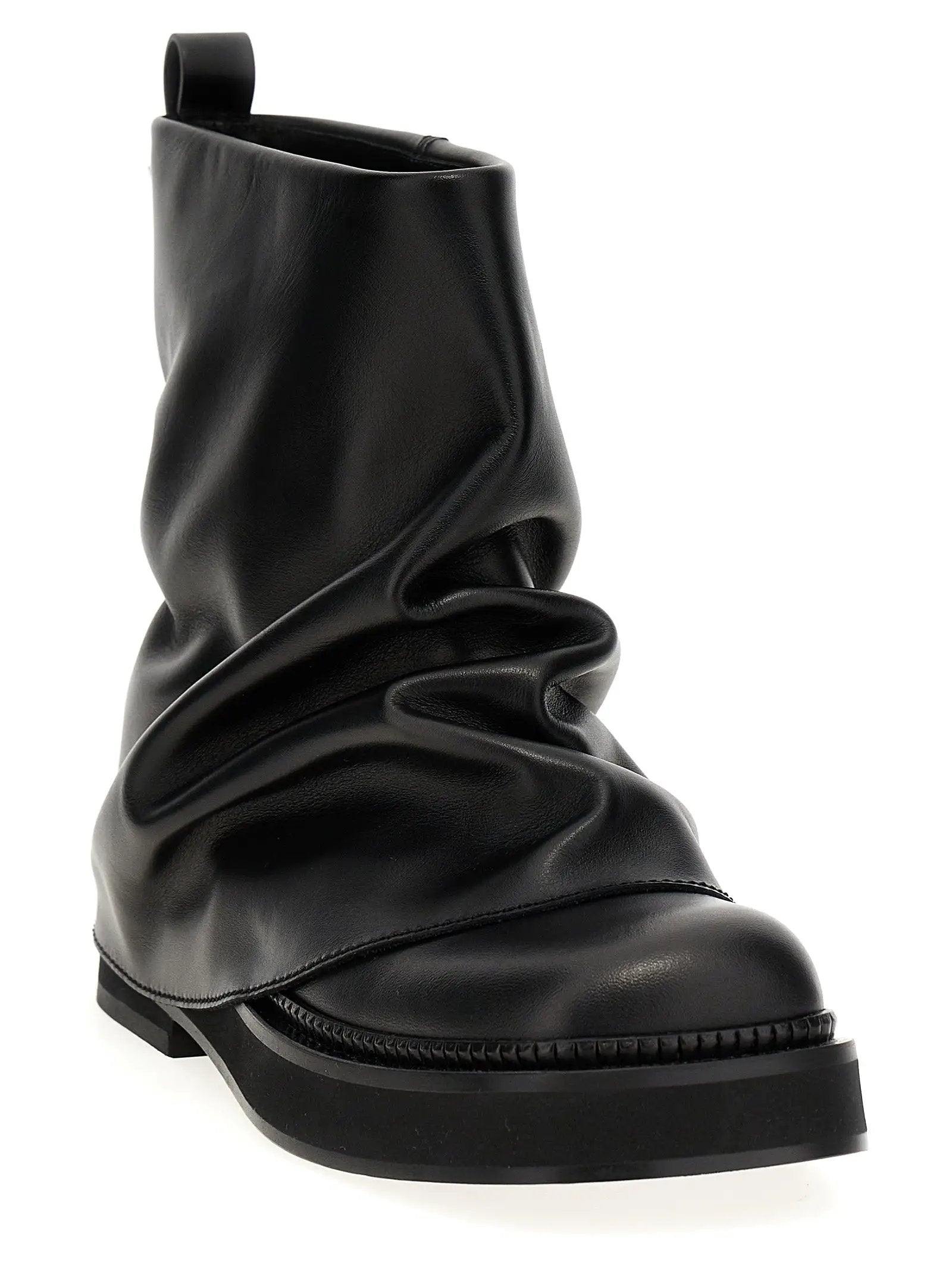 The Attico Black Calfskin Ankle Boots