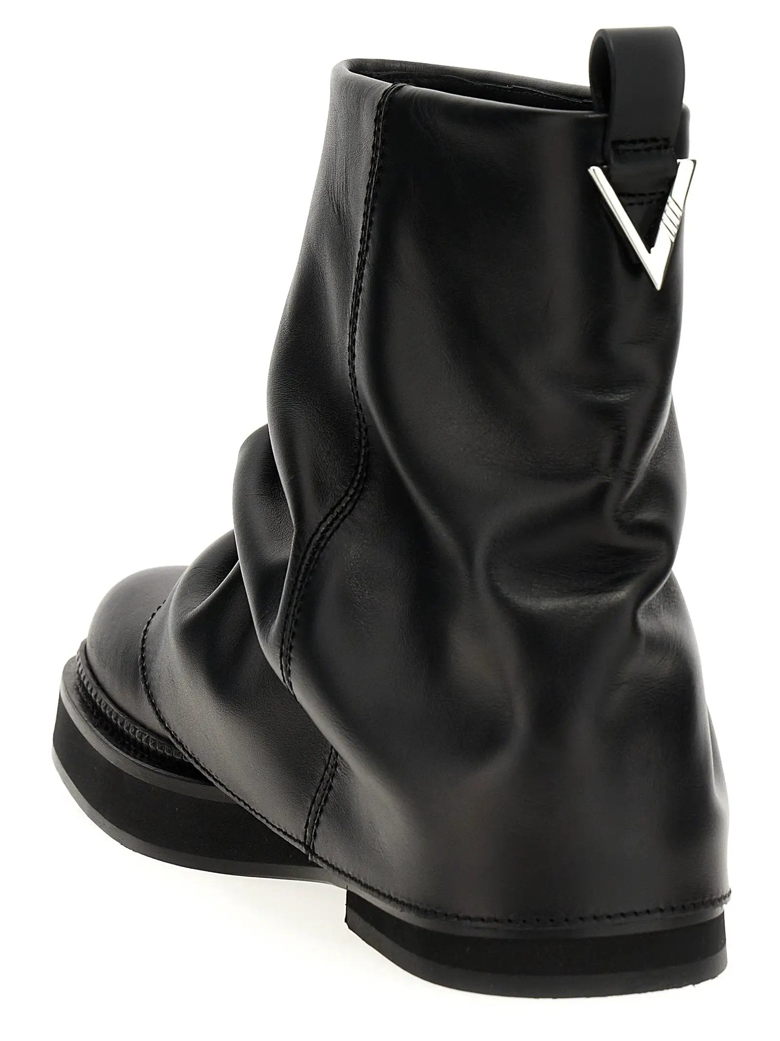 The Attico Black Calfskin Ankle Boots