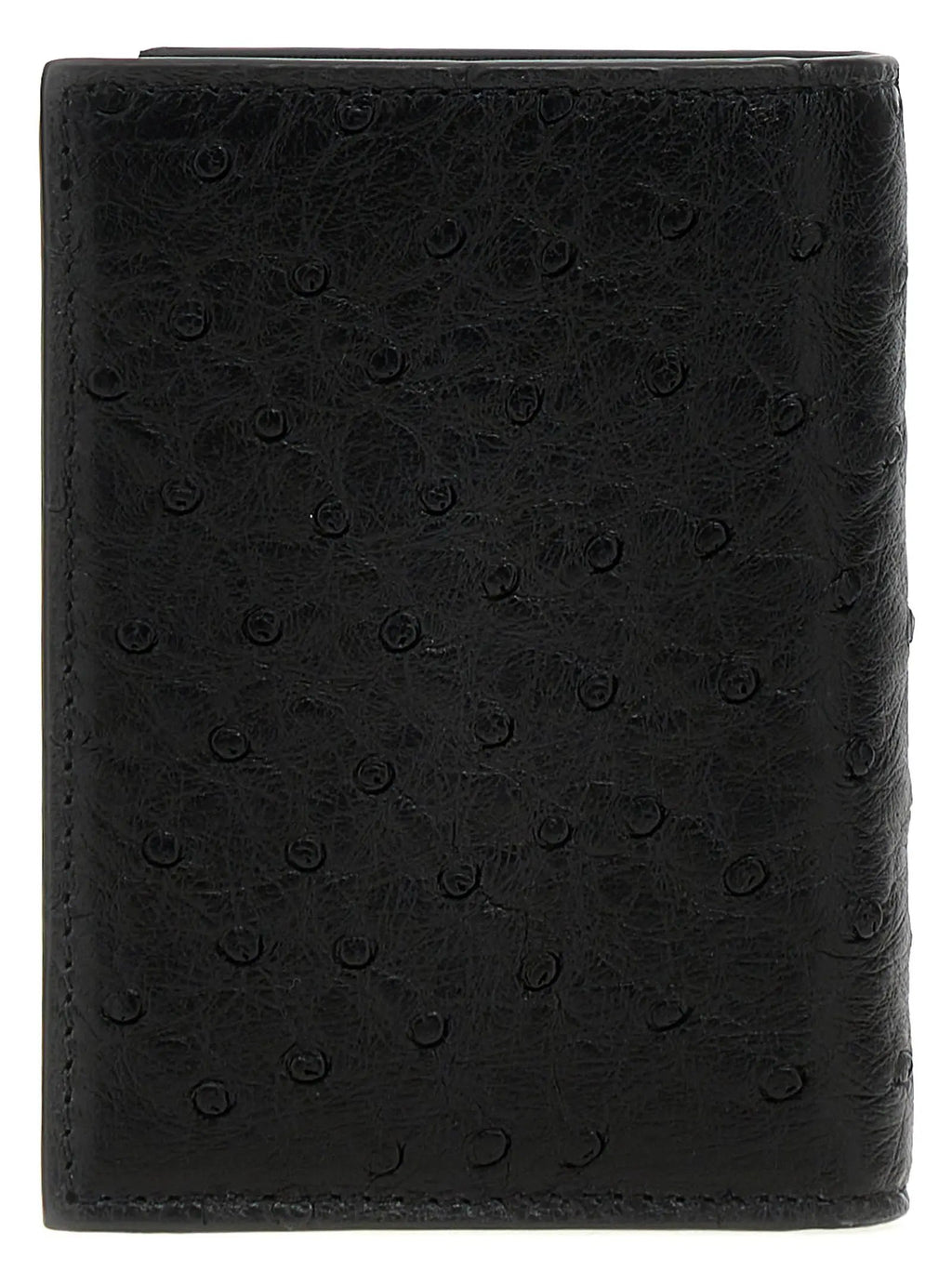 Valentino Garavani Black Ostrich Skin Cardholder