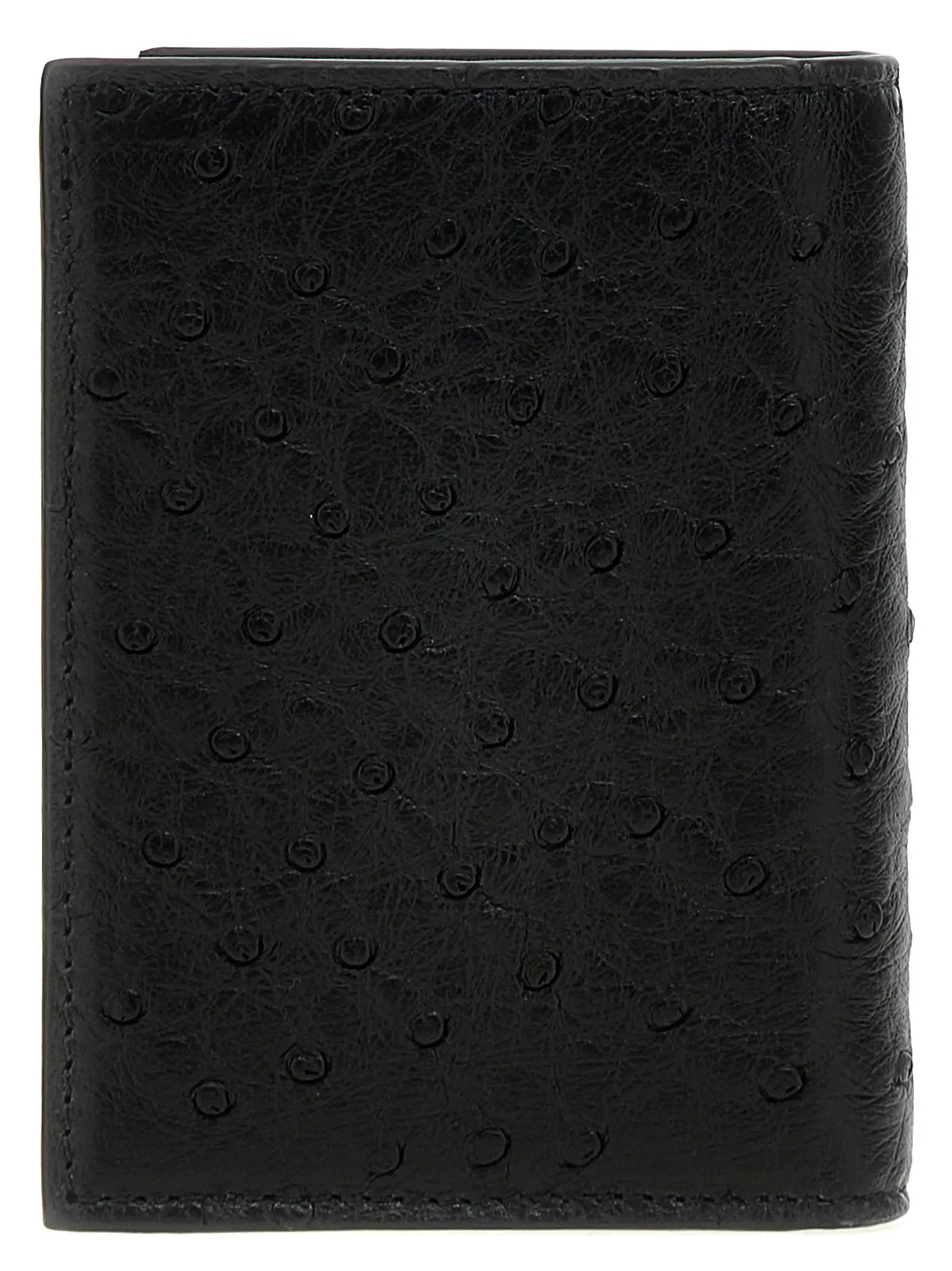 Valentino Garavani Black Ostrich Skin Cardholder