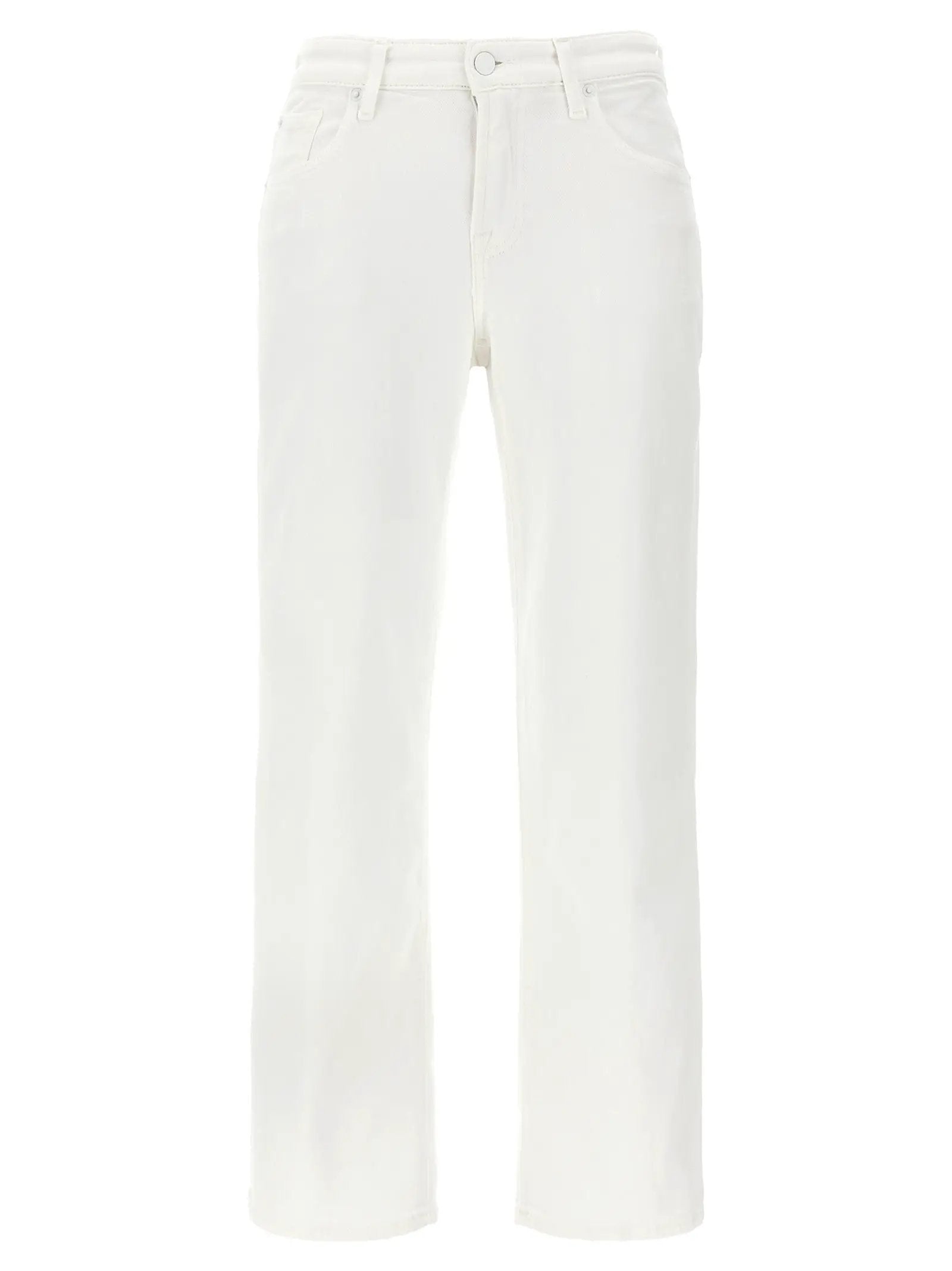 7 For All Mankind White Cotton High-Waisted Jean