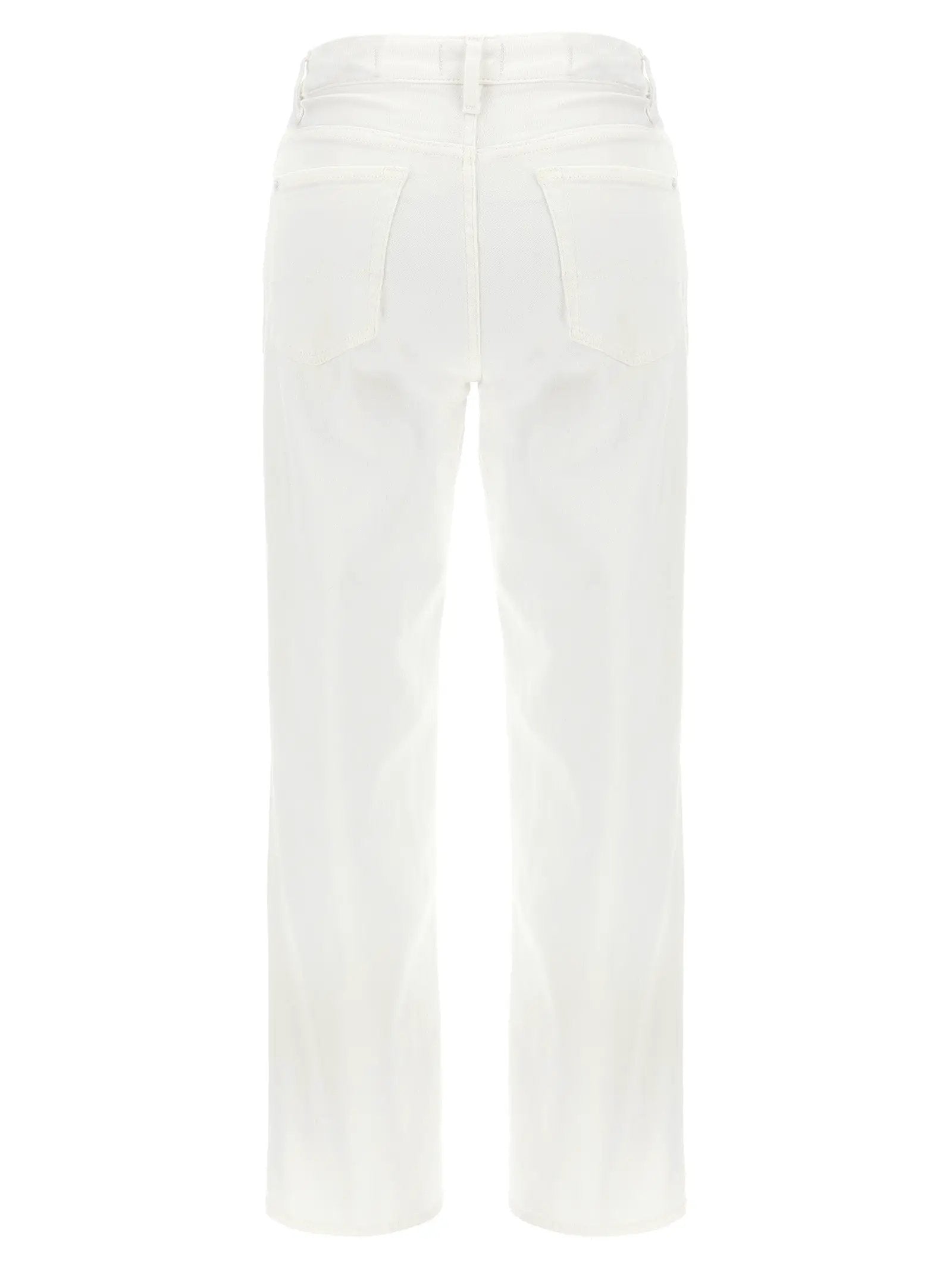 7 For All Mankind White Cotton High-Waisted Jean