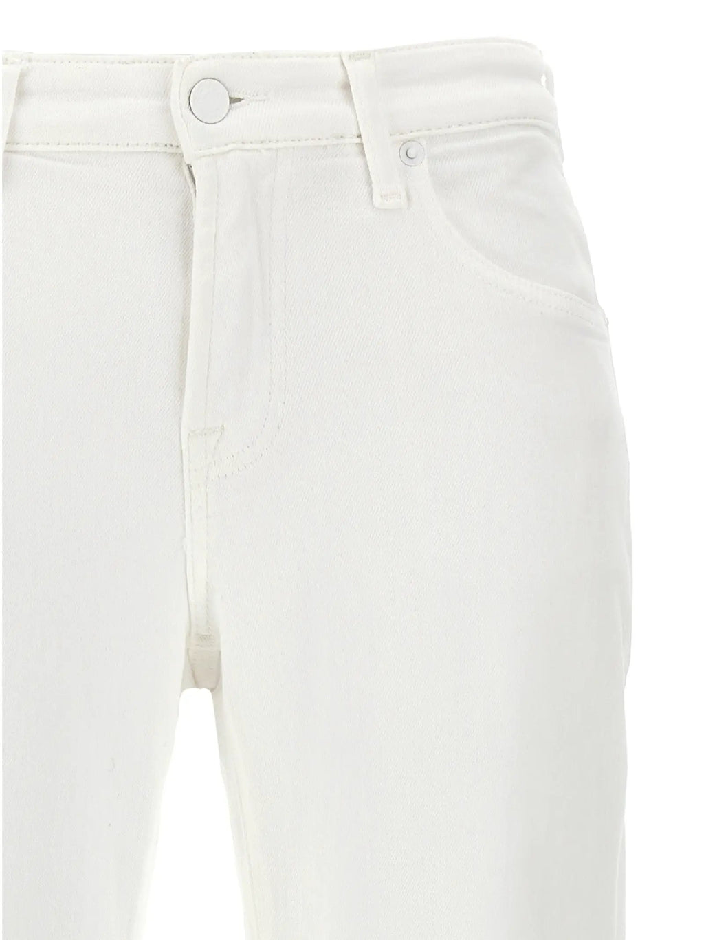 7 For All Mankind White Cotton High-Waisted Jean