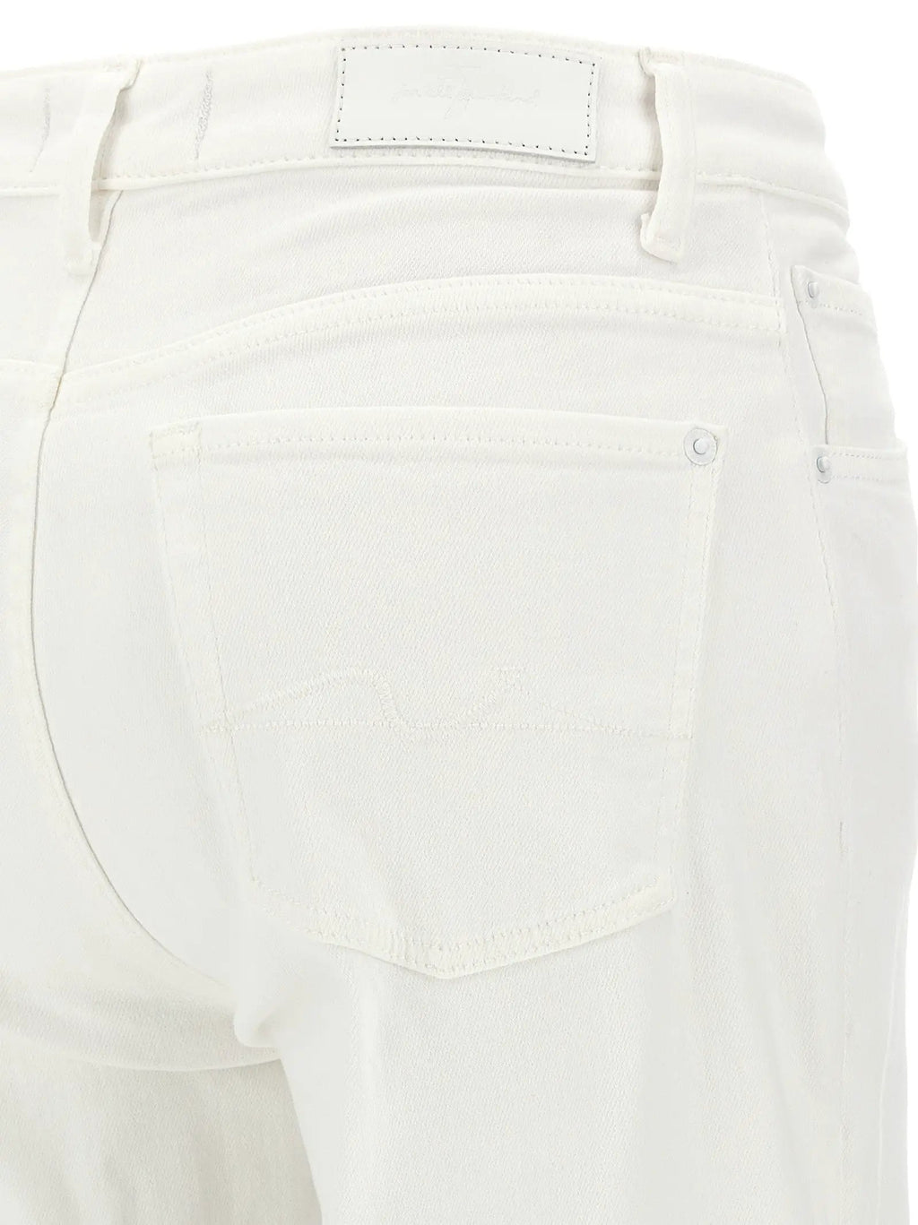 7 For All Mankind White Cotton High-Waisted Jean