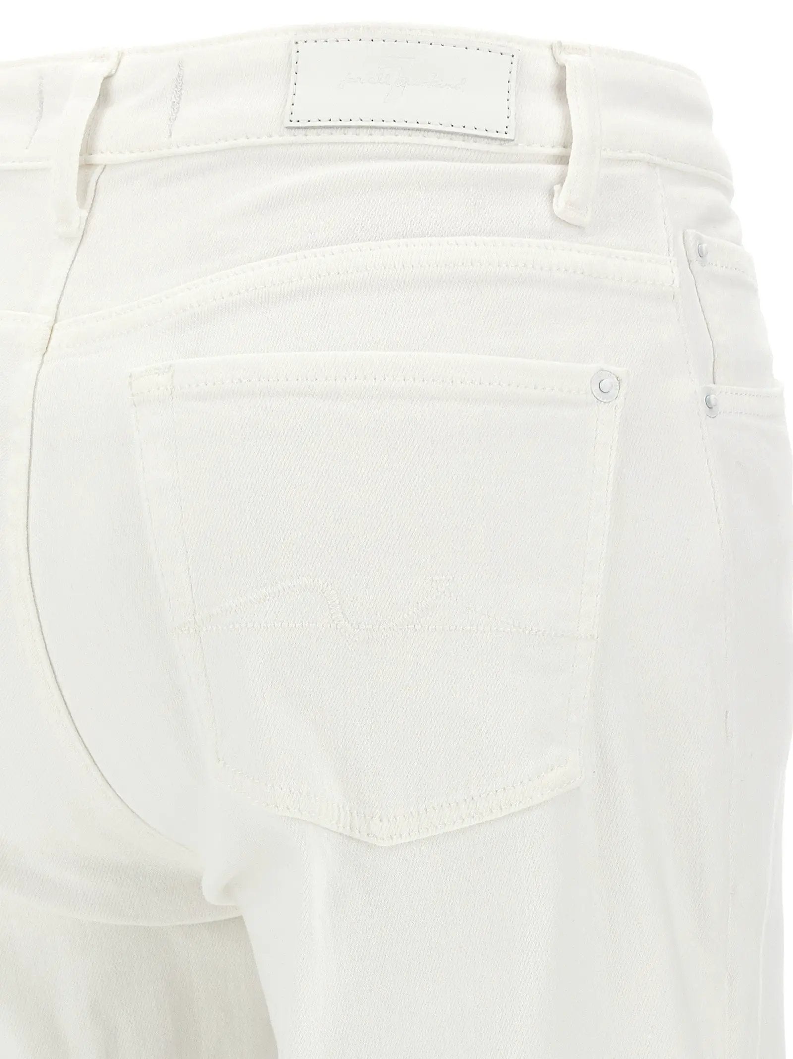 7 For All Mankind White Cotton High-Waisted Jean