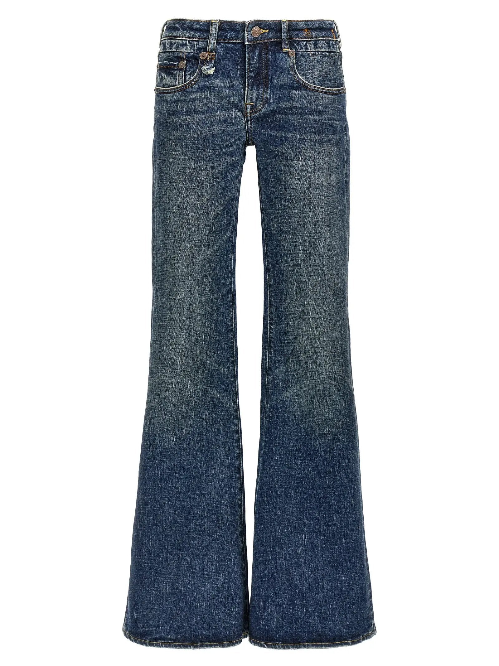 R13 Blue Cotton Flared Jeans