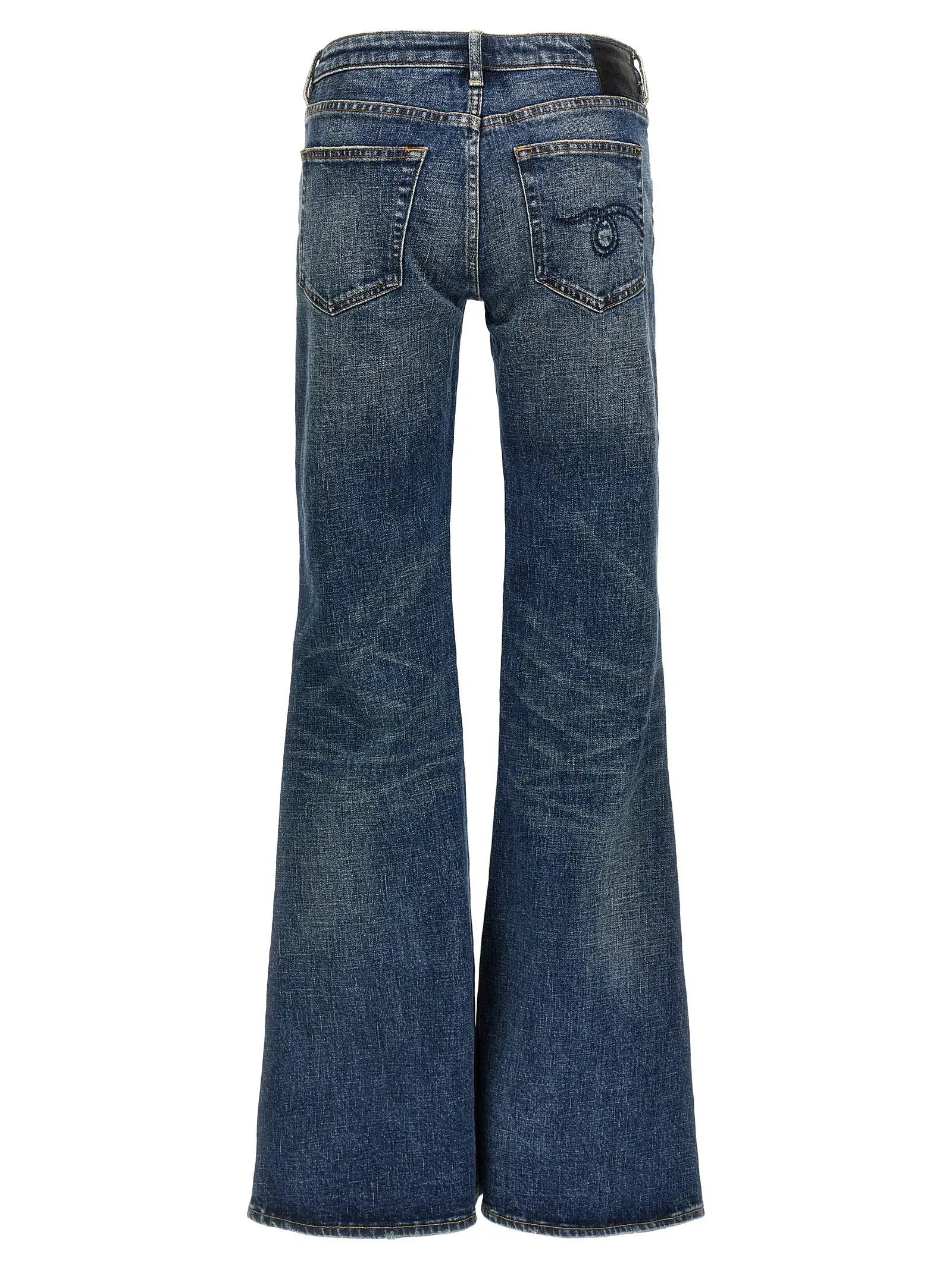 R13 Blue Cotton Flared Jeans