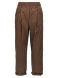 Pantalon décontracté en coton marron Brunello Cucinelli