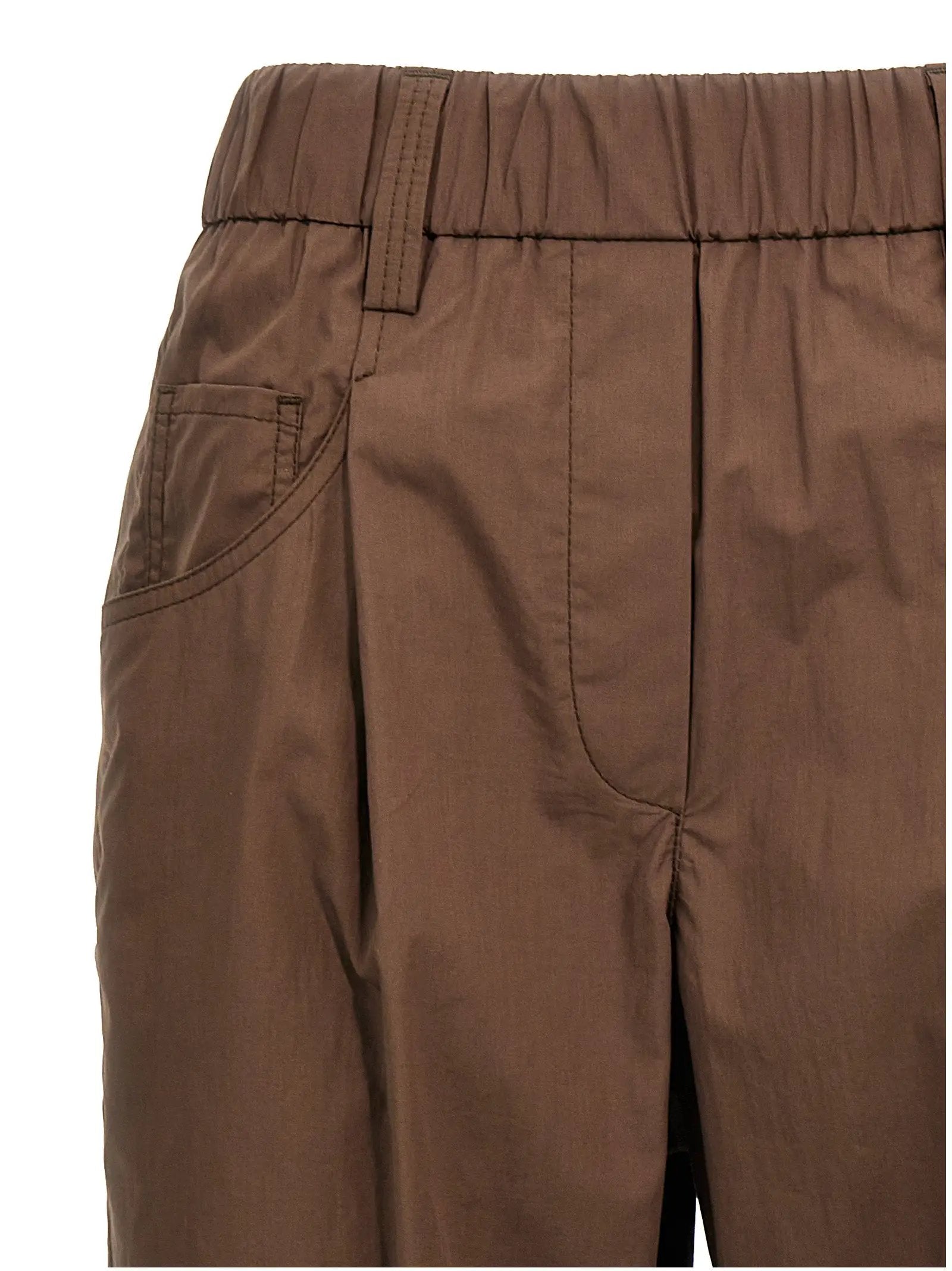 Pantalon décontracté en coton marron Brunello Cucinelli
