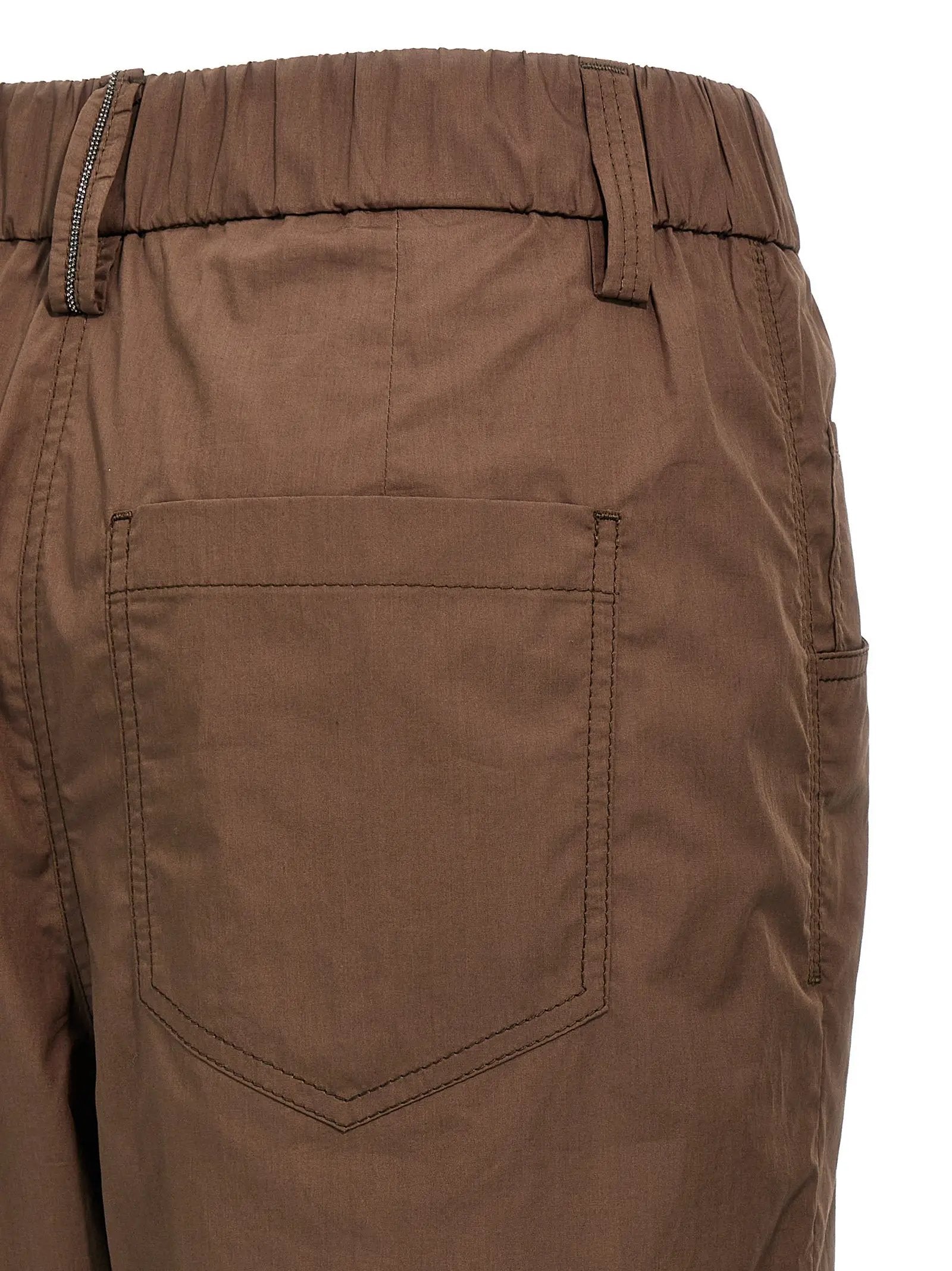 Pantalon décontracté en coton marron Brunello Cucinelli
