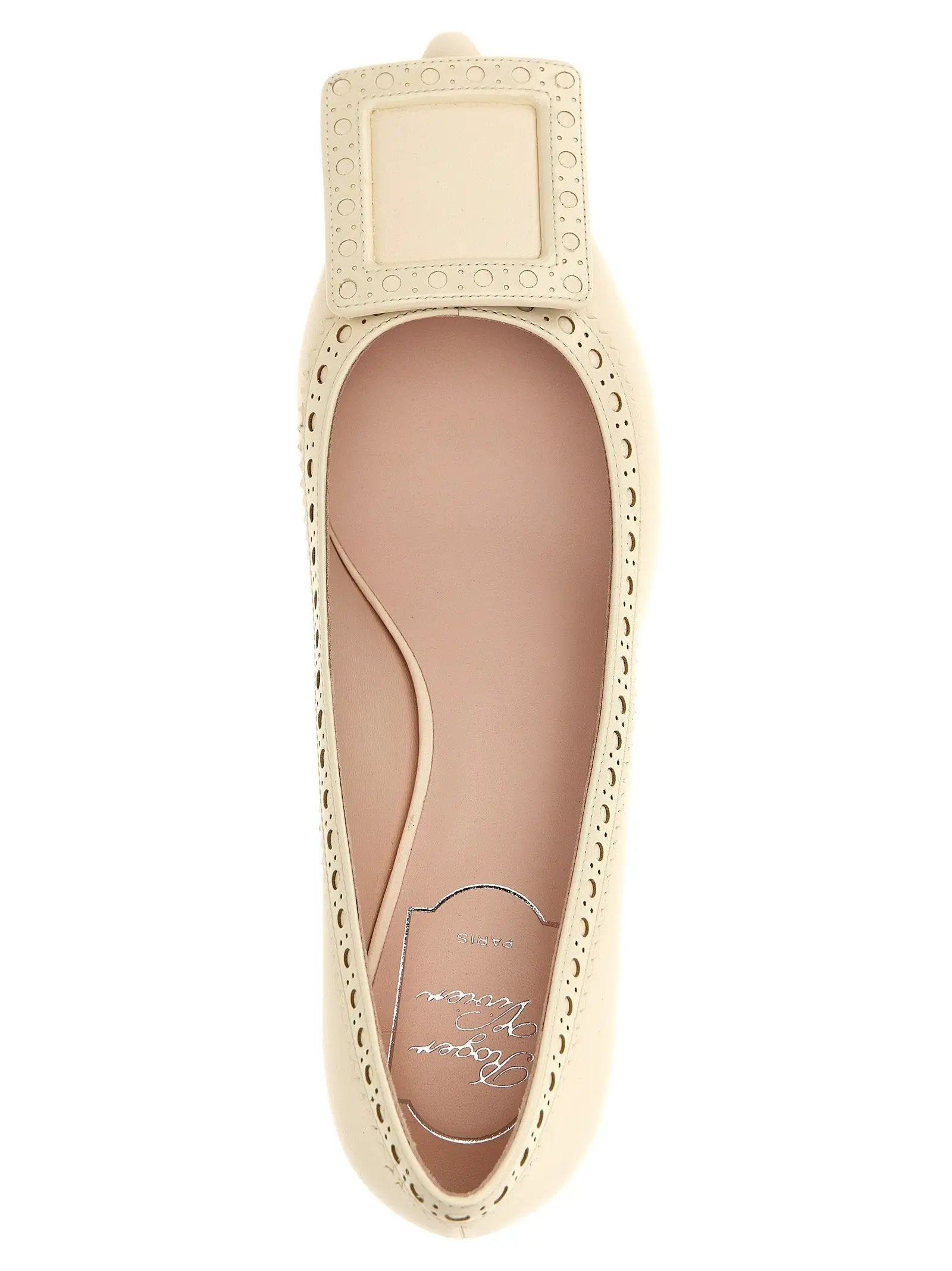Roger Vivier White Lamb Leather Mid Heel Pumps