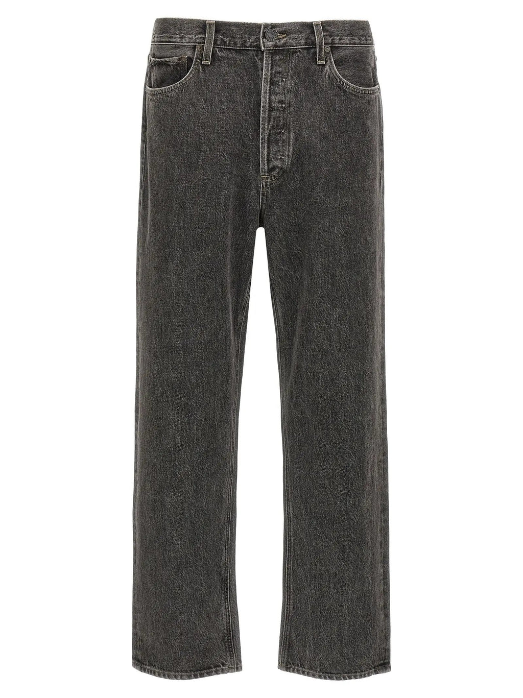 Agolde Gray Cotton Straight-Leg Jeans