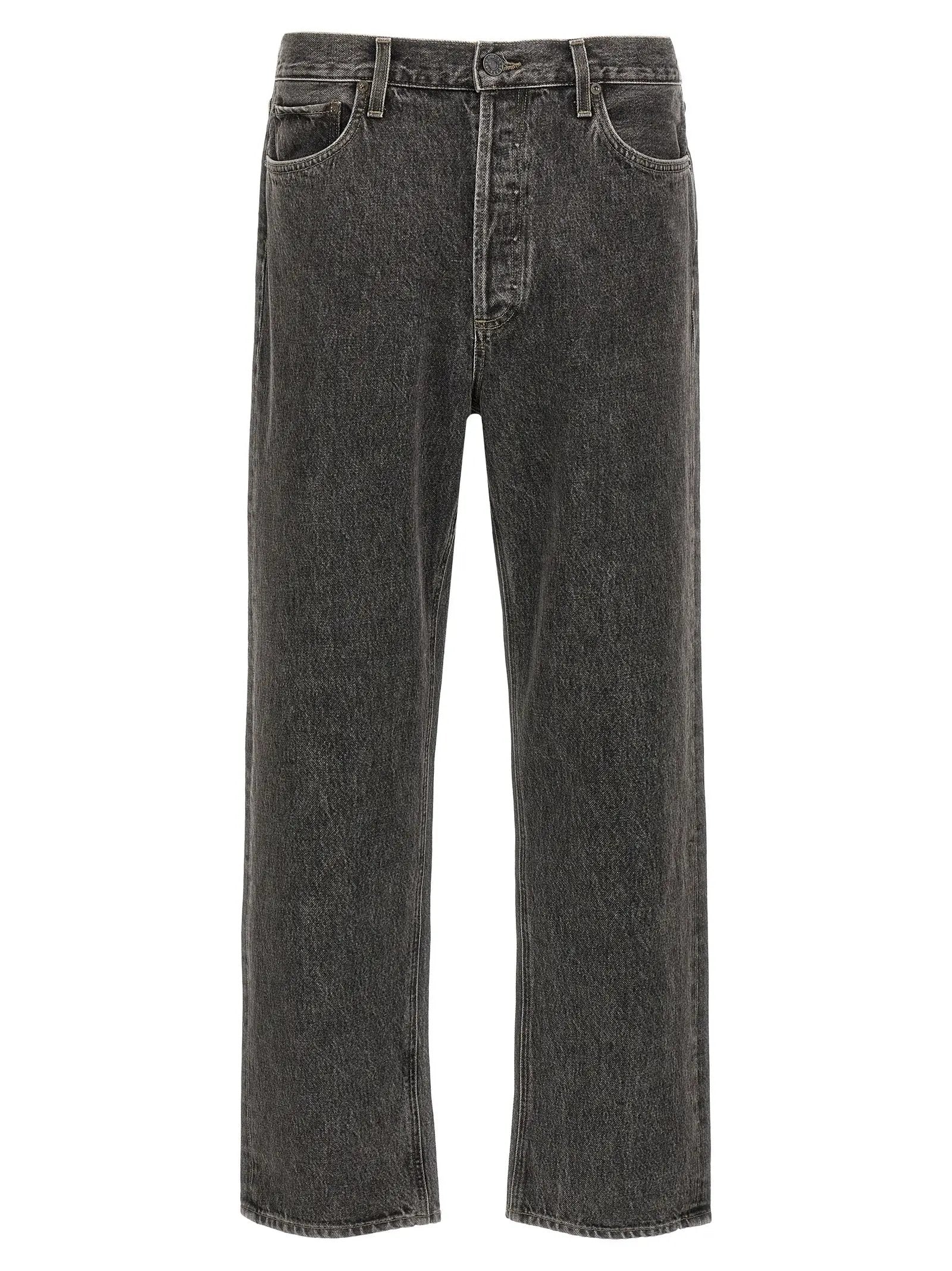 Agolde Gray Cotton Straight-Leg Jeans