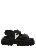 Alexander McQueen Black Calf Leather Bos Taurus Flat Sandals