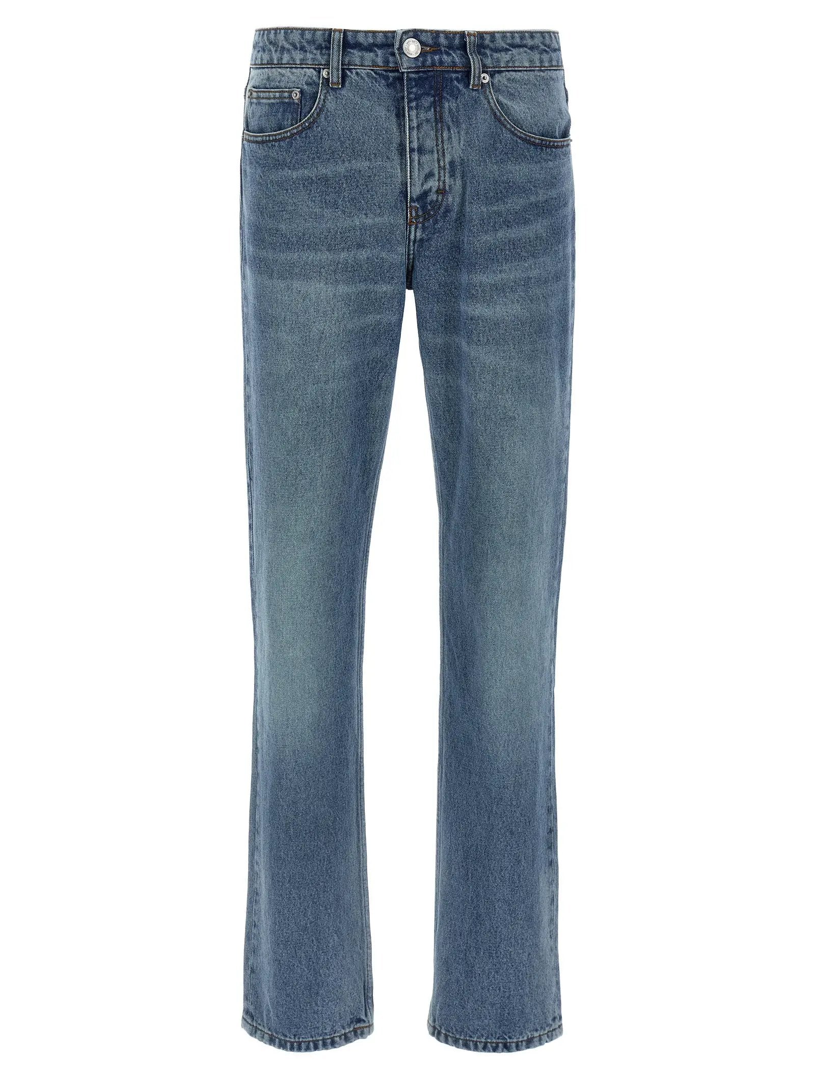 Ami Paris Blue Cotton Straight-Leg Jeans