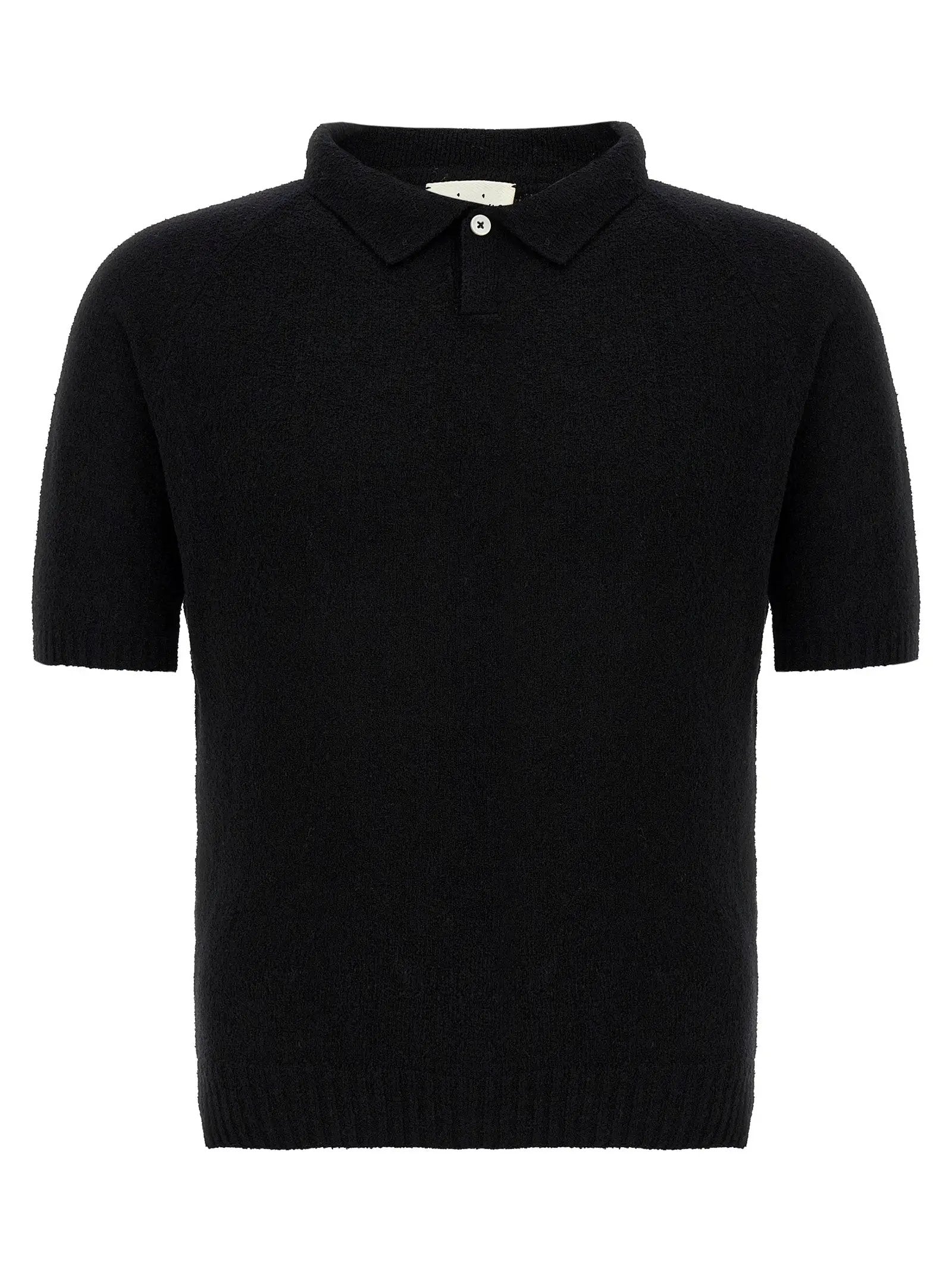 MA'RY'YA Black Cotton Polo Shirt