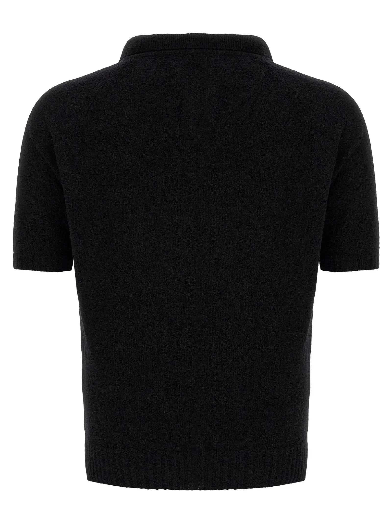 MA'RY'YA Black Cotton Polo Shirt