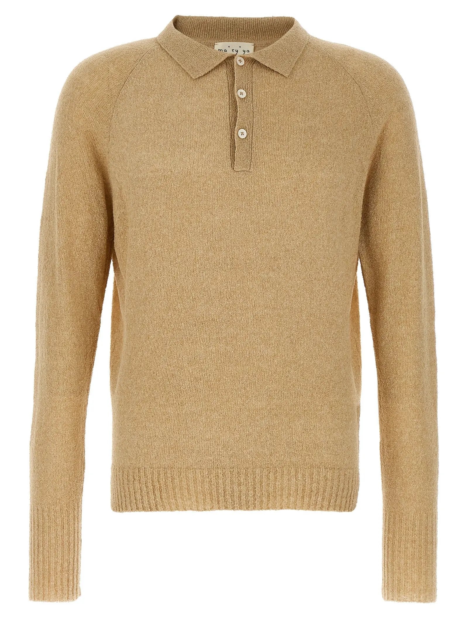 MA'RY'YA Beige Cotton Polo Shirt