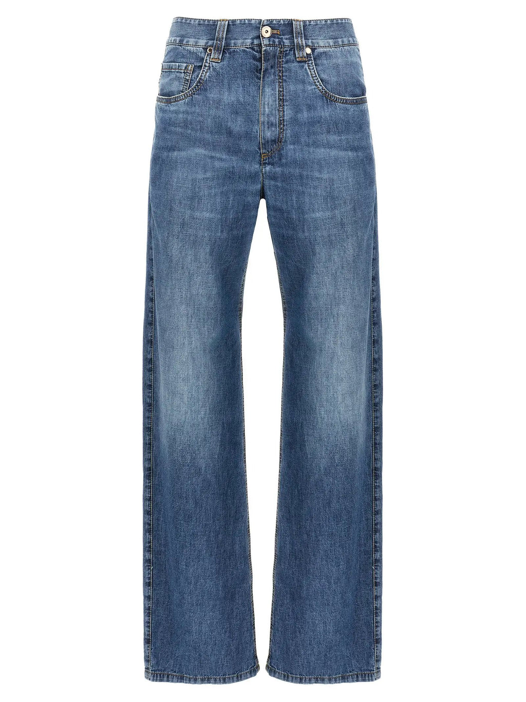 Brunello Cucinelli Blue Cotton Straight-Leg Jeans