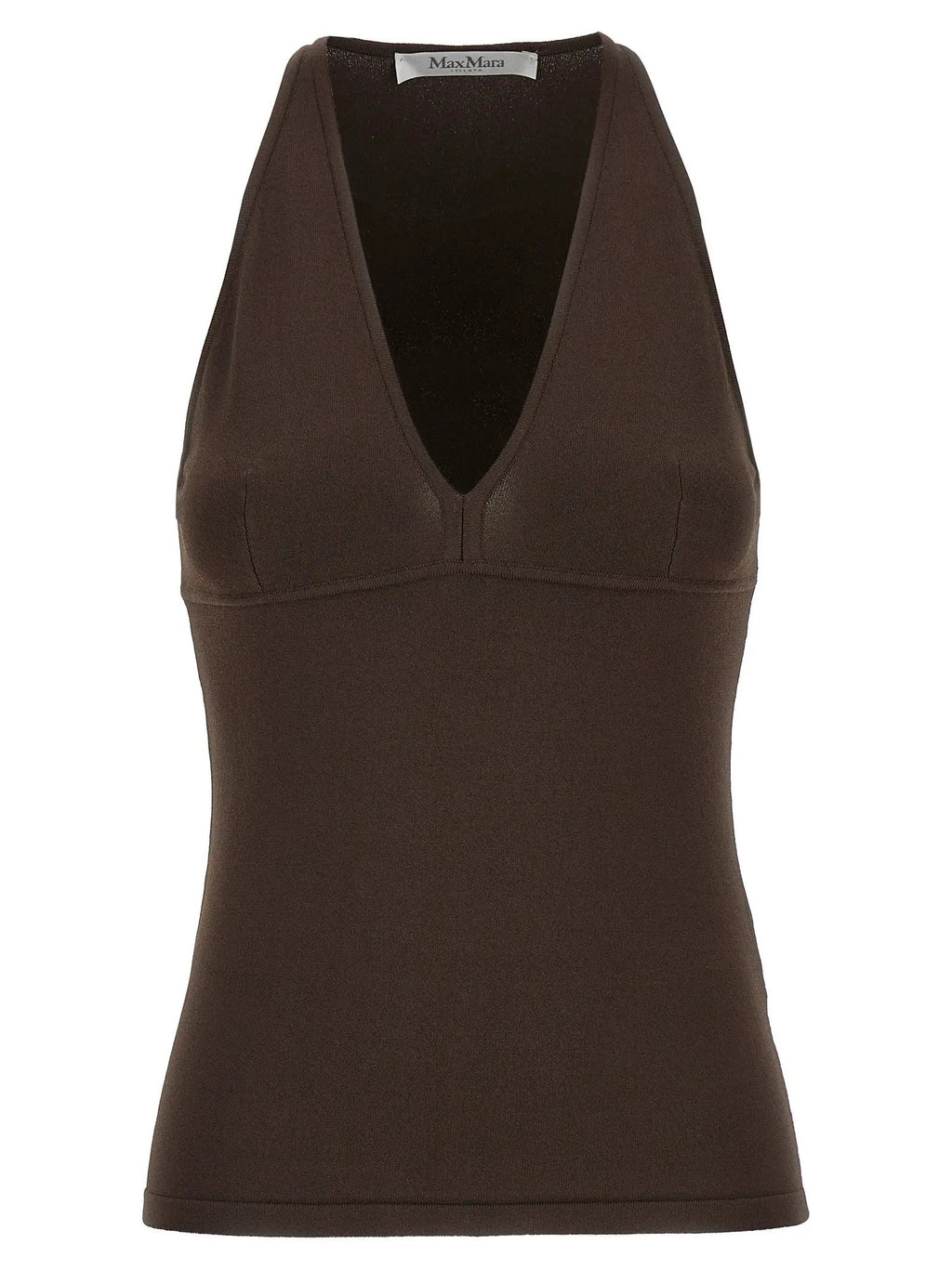 Max Mara Brown Viscose Sleeveles T-Shirt