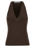 Max Mara Brown Viscose Sleeveles T-Shirt