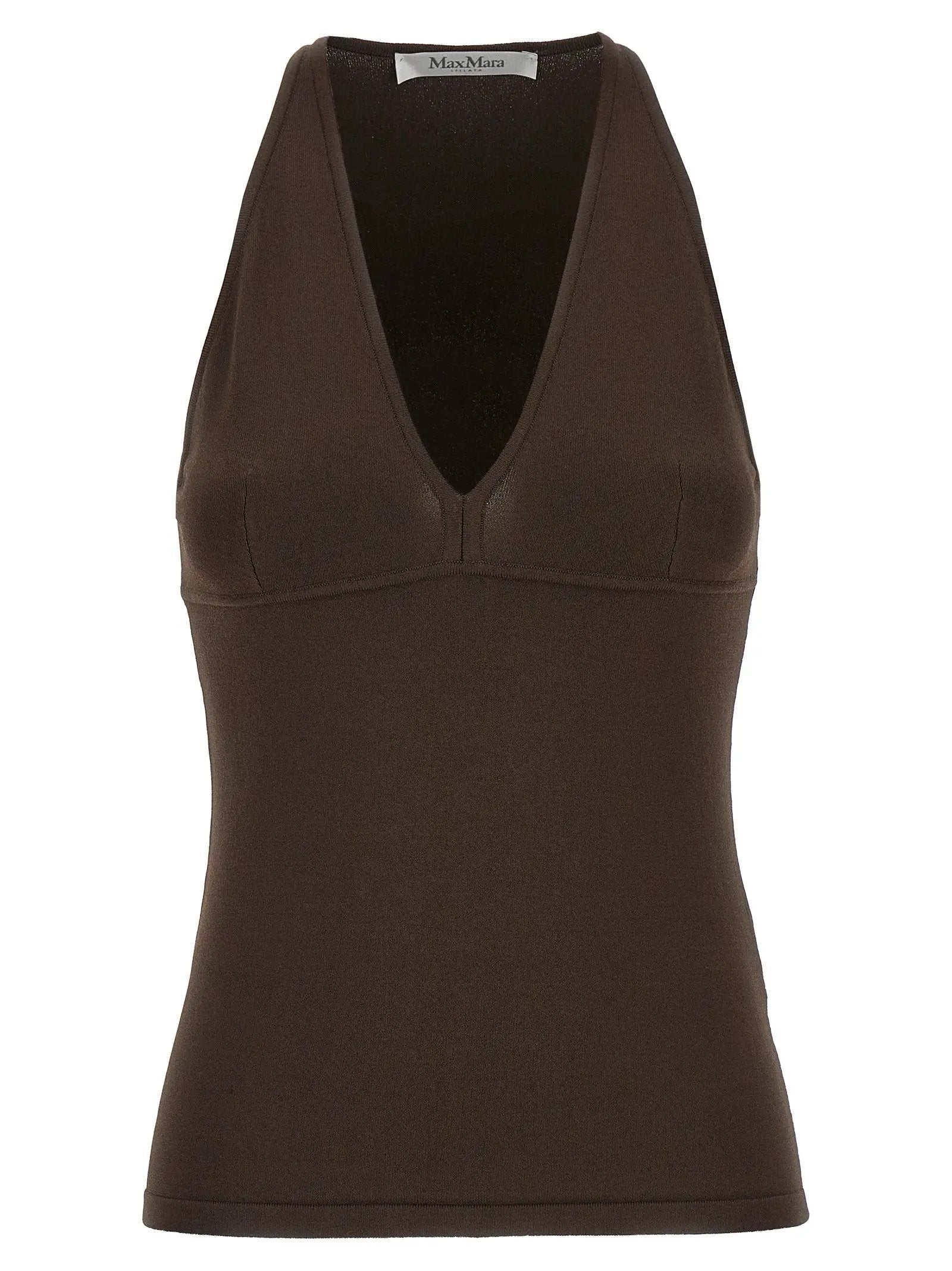 Max Mara Brown Viscose Sleeveles T-Shirt