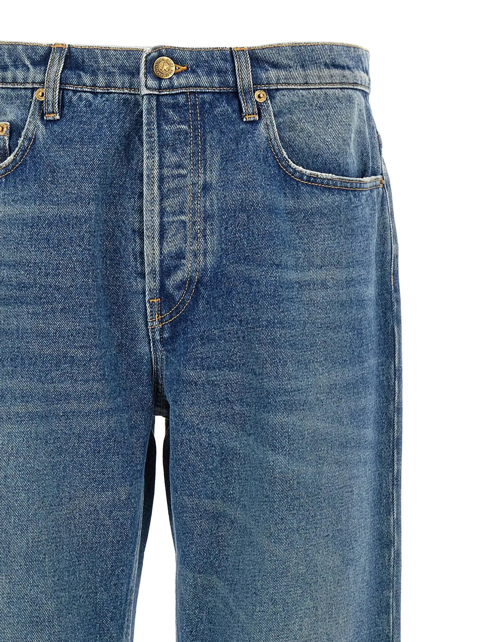 Golden Goose Blue Cotton Straight-Leg Jeans