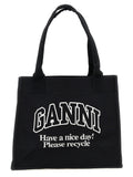 Ganni Bicolor Recycled Cotton Tote Bag