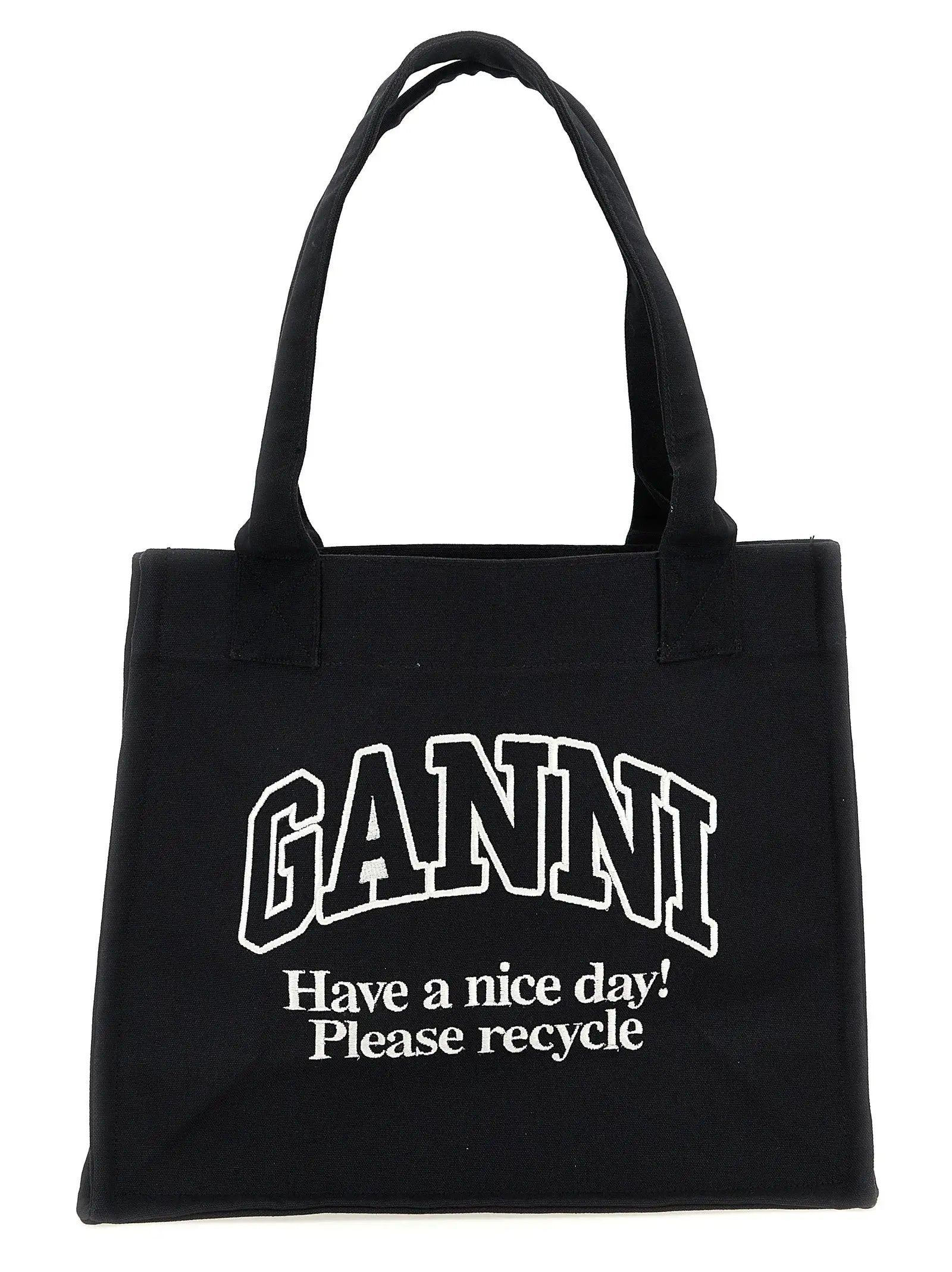 Ganni Bicolor Recycled Cotton Tote Bag