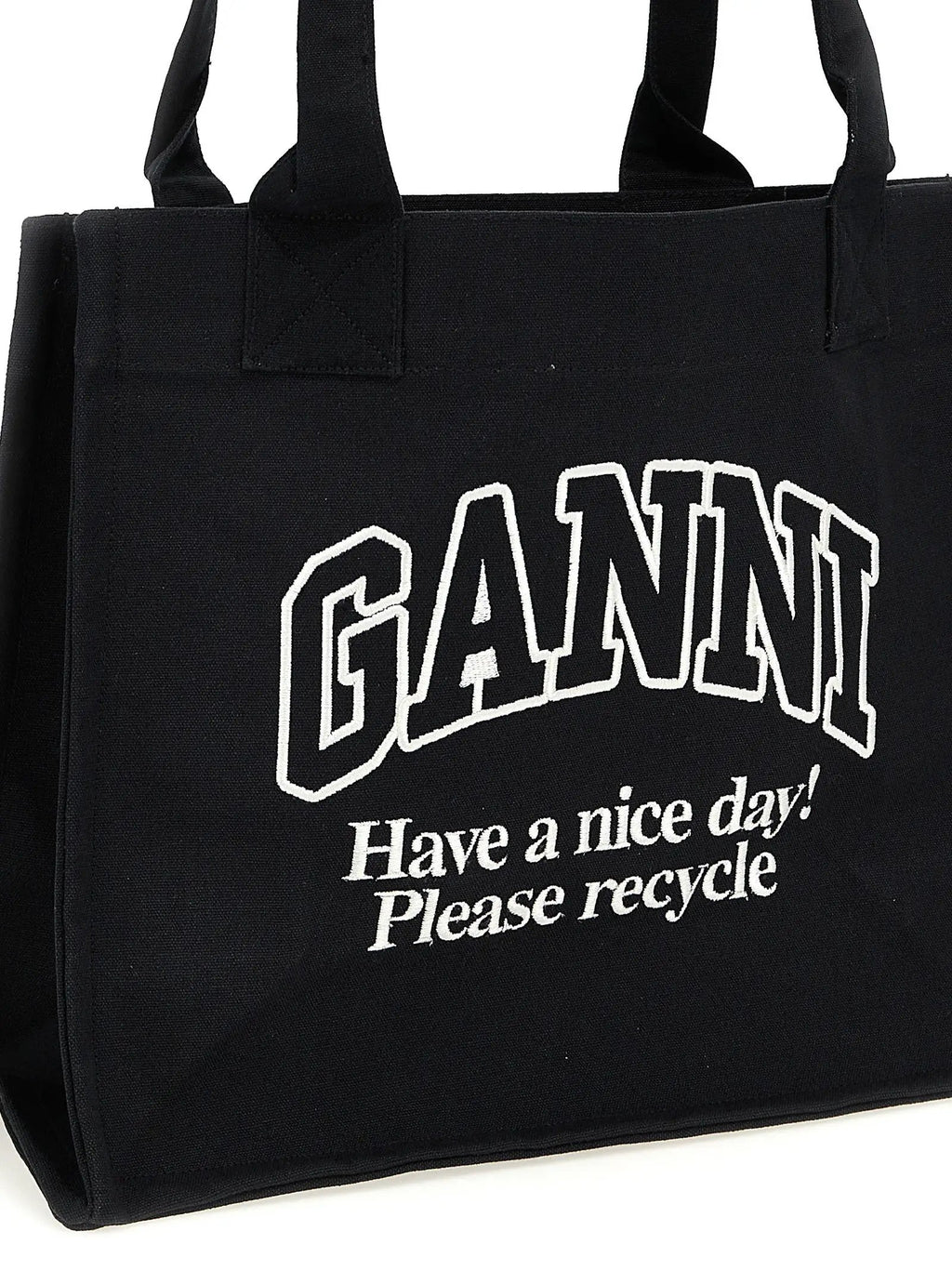 Ganni Bicolor Recycled Cotton Tote Bag