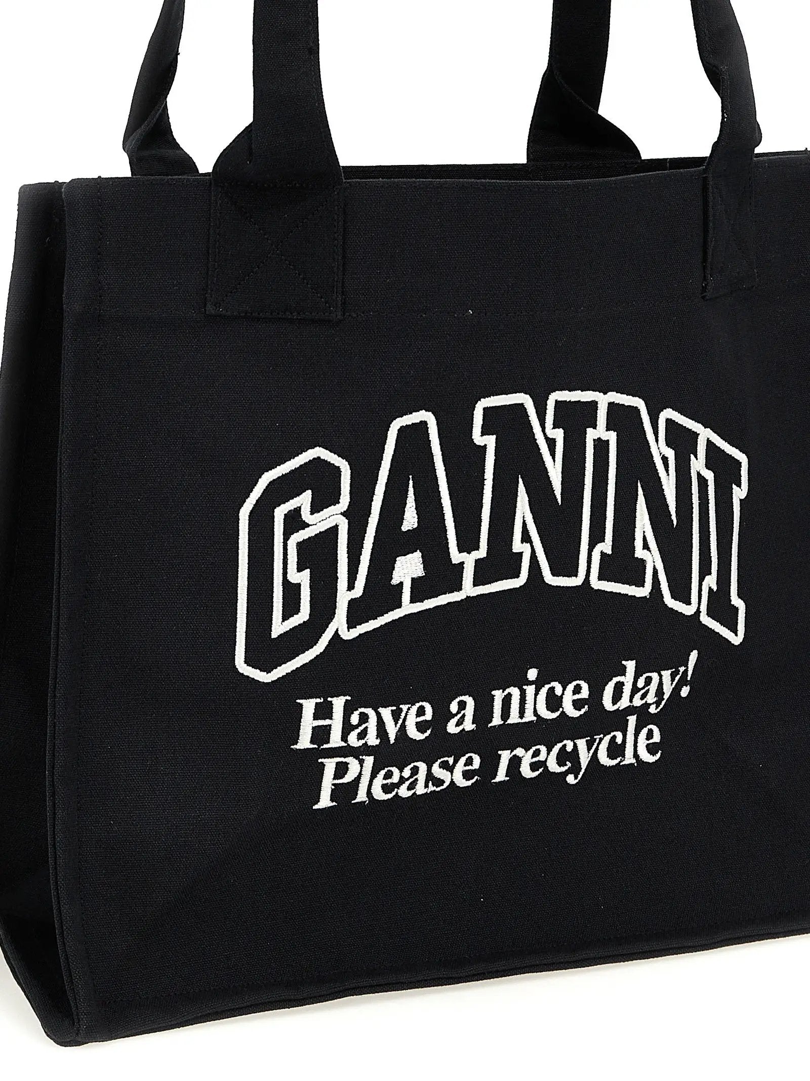 Ganni Bicolor Recycled Cotton Tote Bag