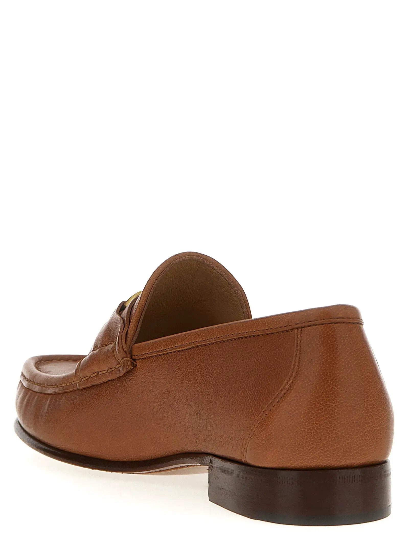 Valentino Garavani Brown Leather Slip-On Loafers