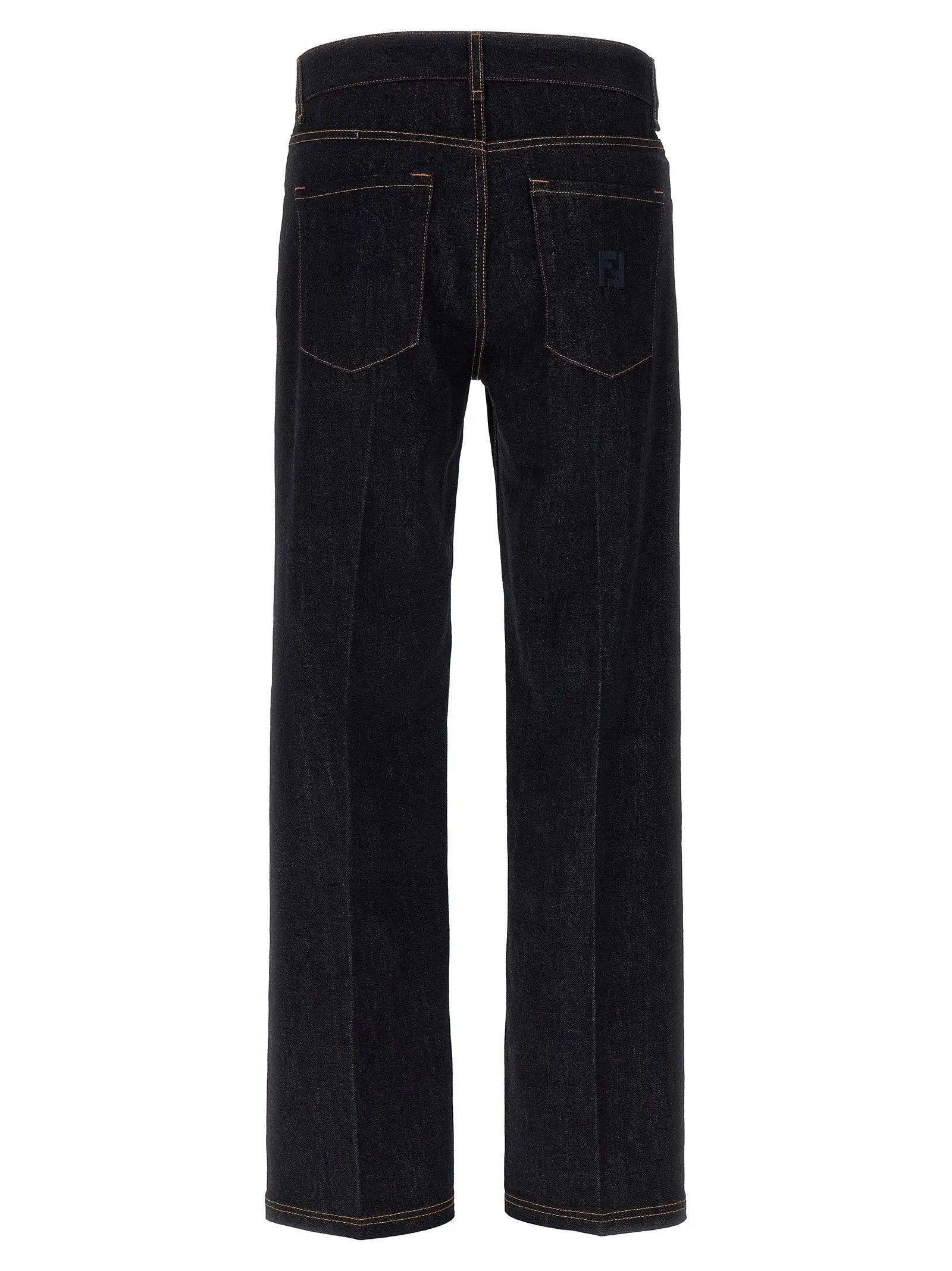 Fendi Blue Cotton Straight-Leg Jeans