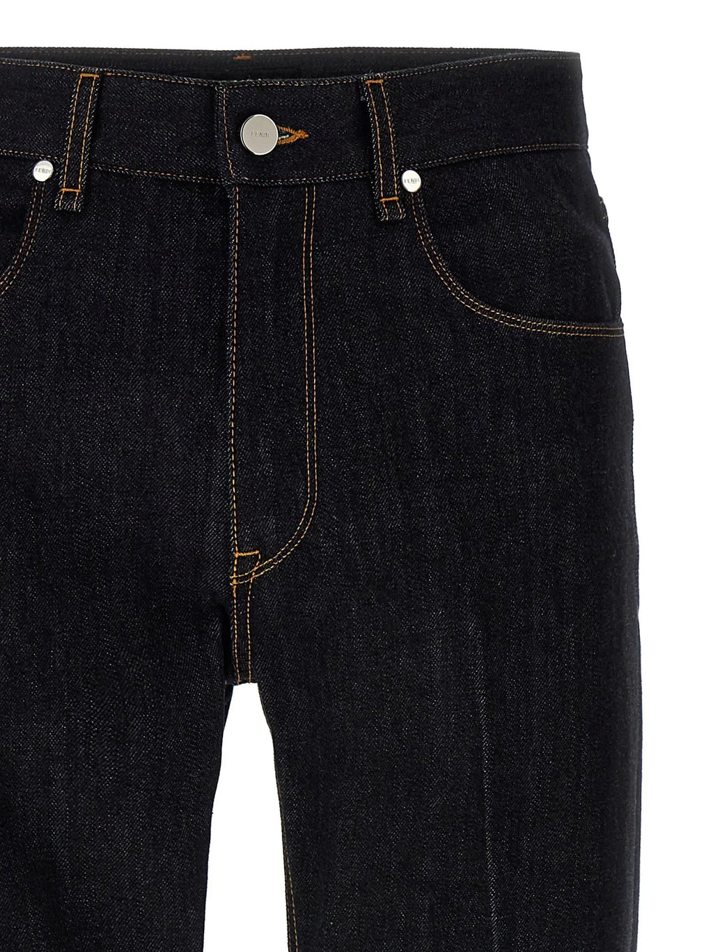 Fendi Blue Cotton Straight-Leg Jeans