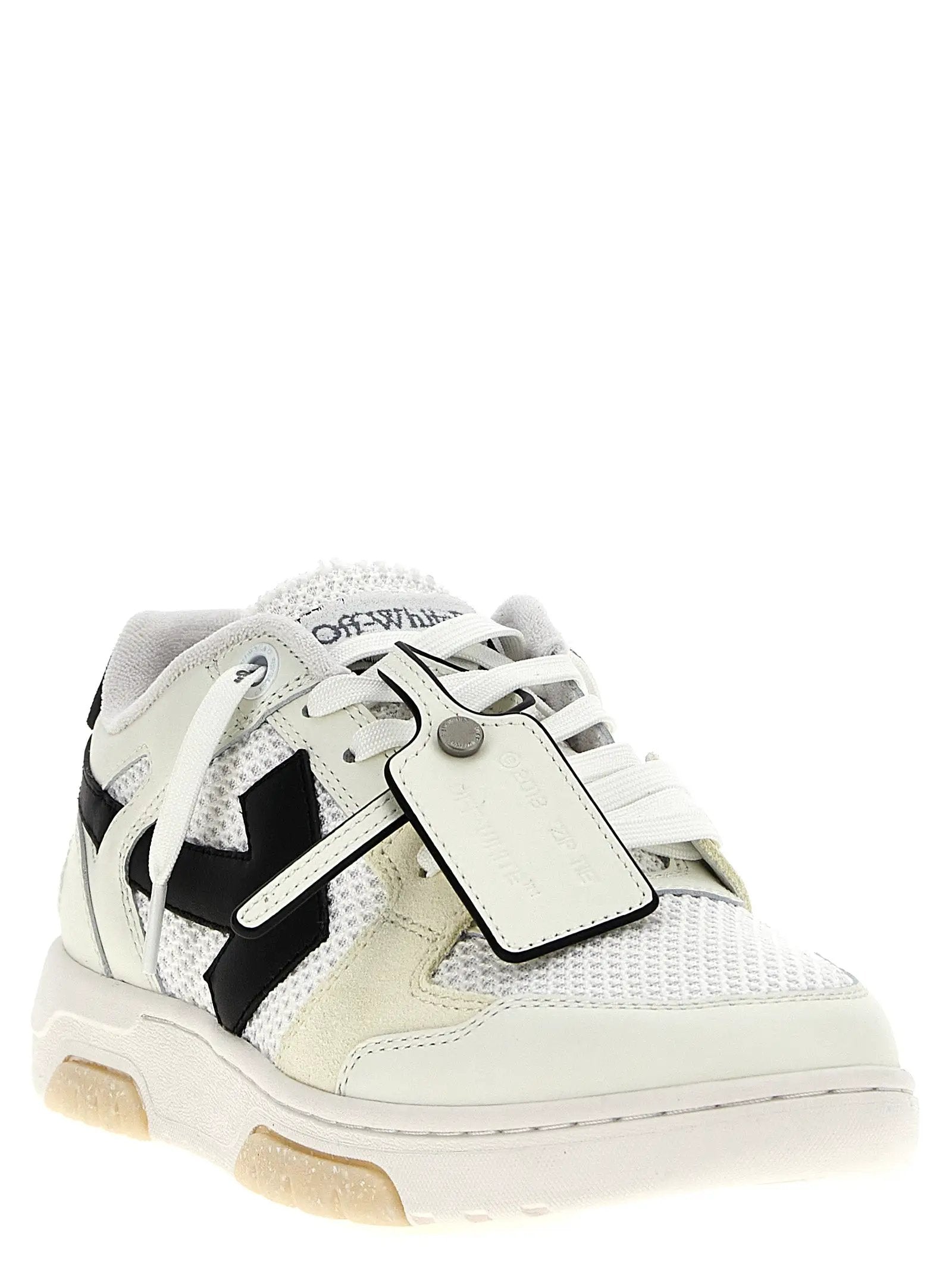 Off-White Bicolor Bovine Leather Athletic Sneakers
