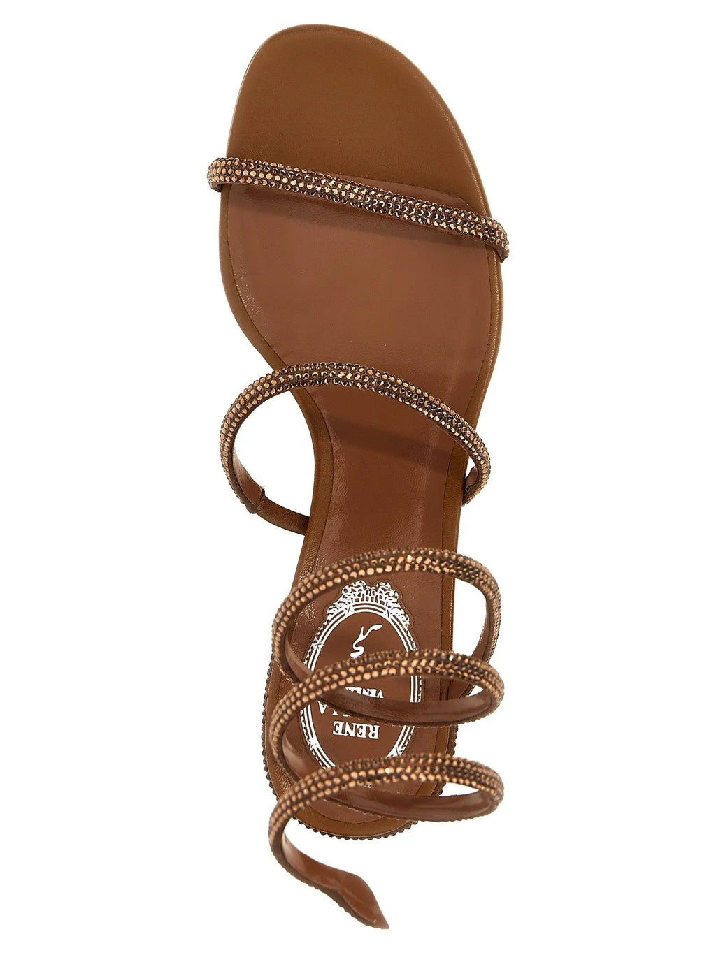 RENE CAOVILLA Brown Satin Platform Sandals