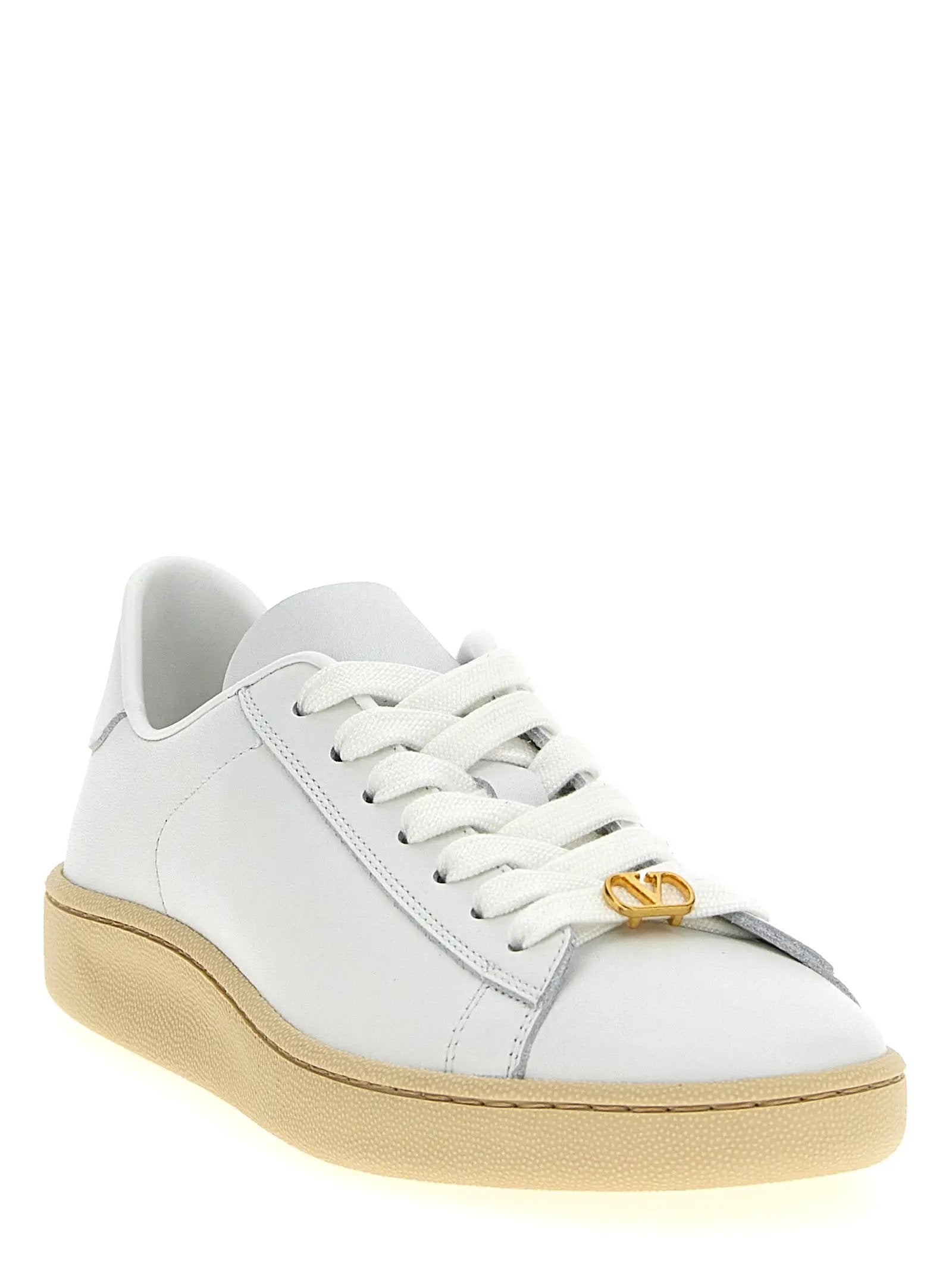 Valentino Garavani White Calfskin Low Top Sneakers