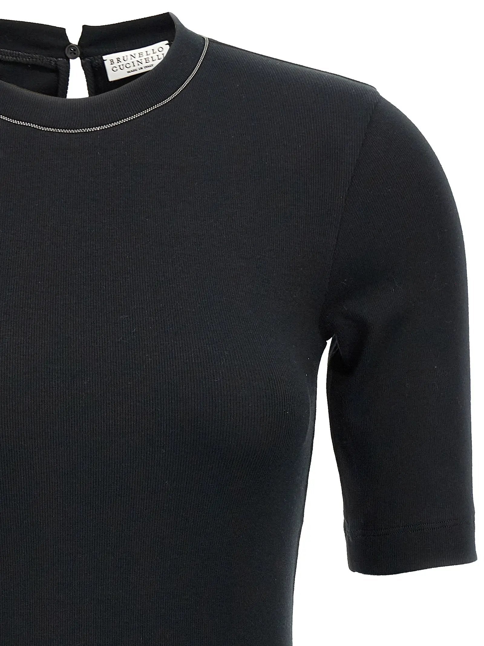 Brunello Cucinelli Black Cotton T-Shirt