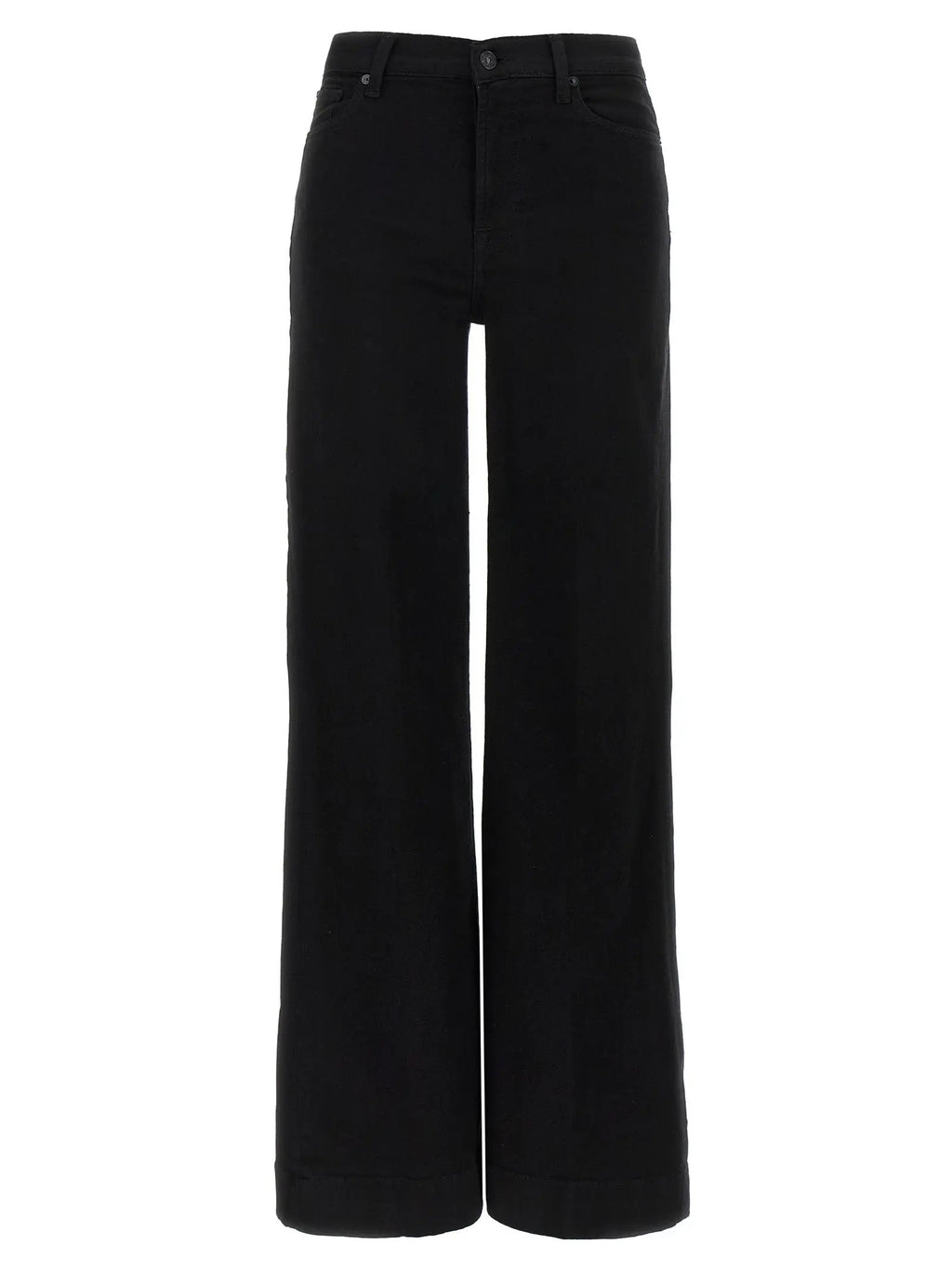 7 For All Mankind Black Cotton Flared Jeans