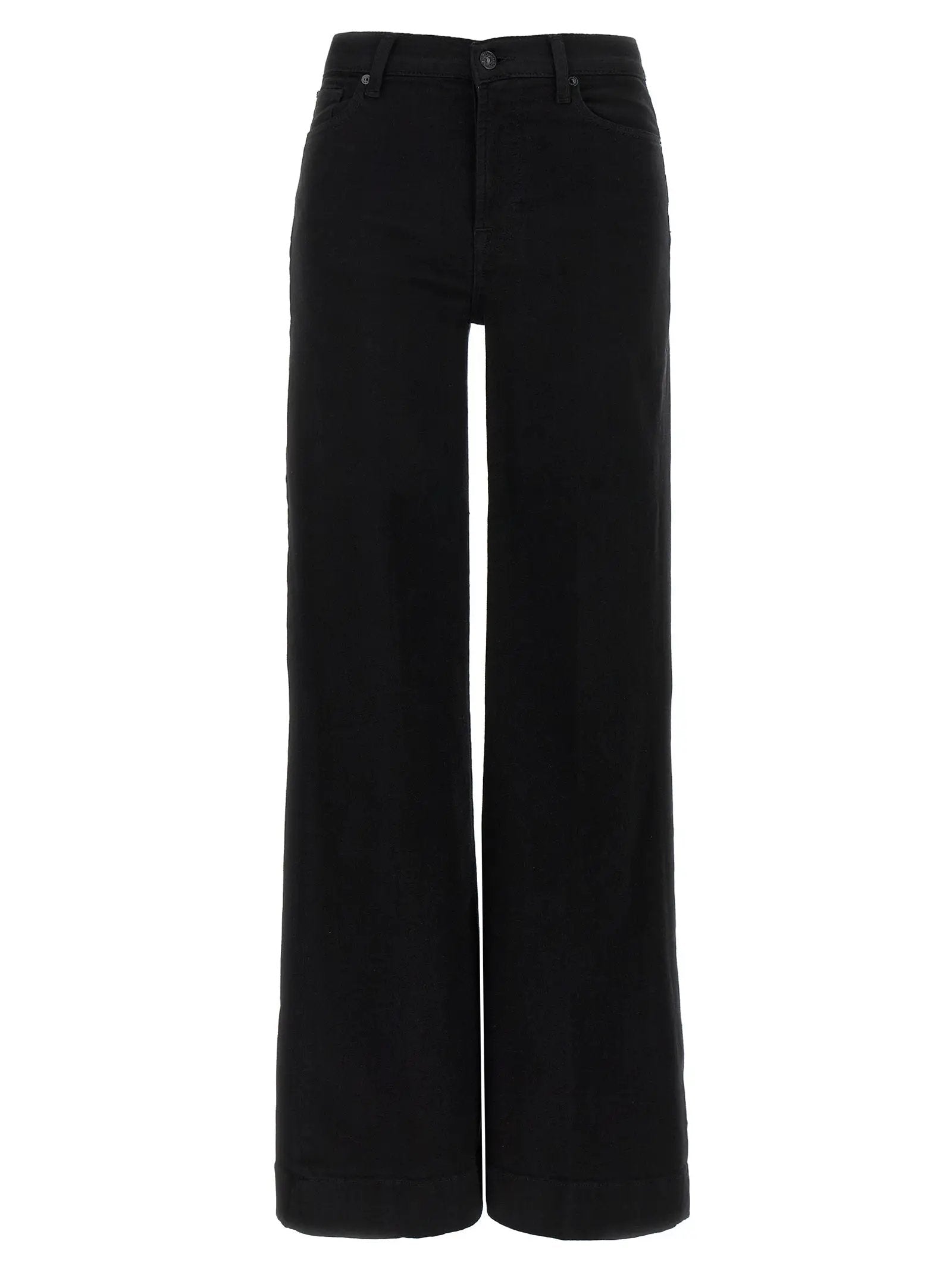 7 For All Mankind Black Cotton Flared Jeans