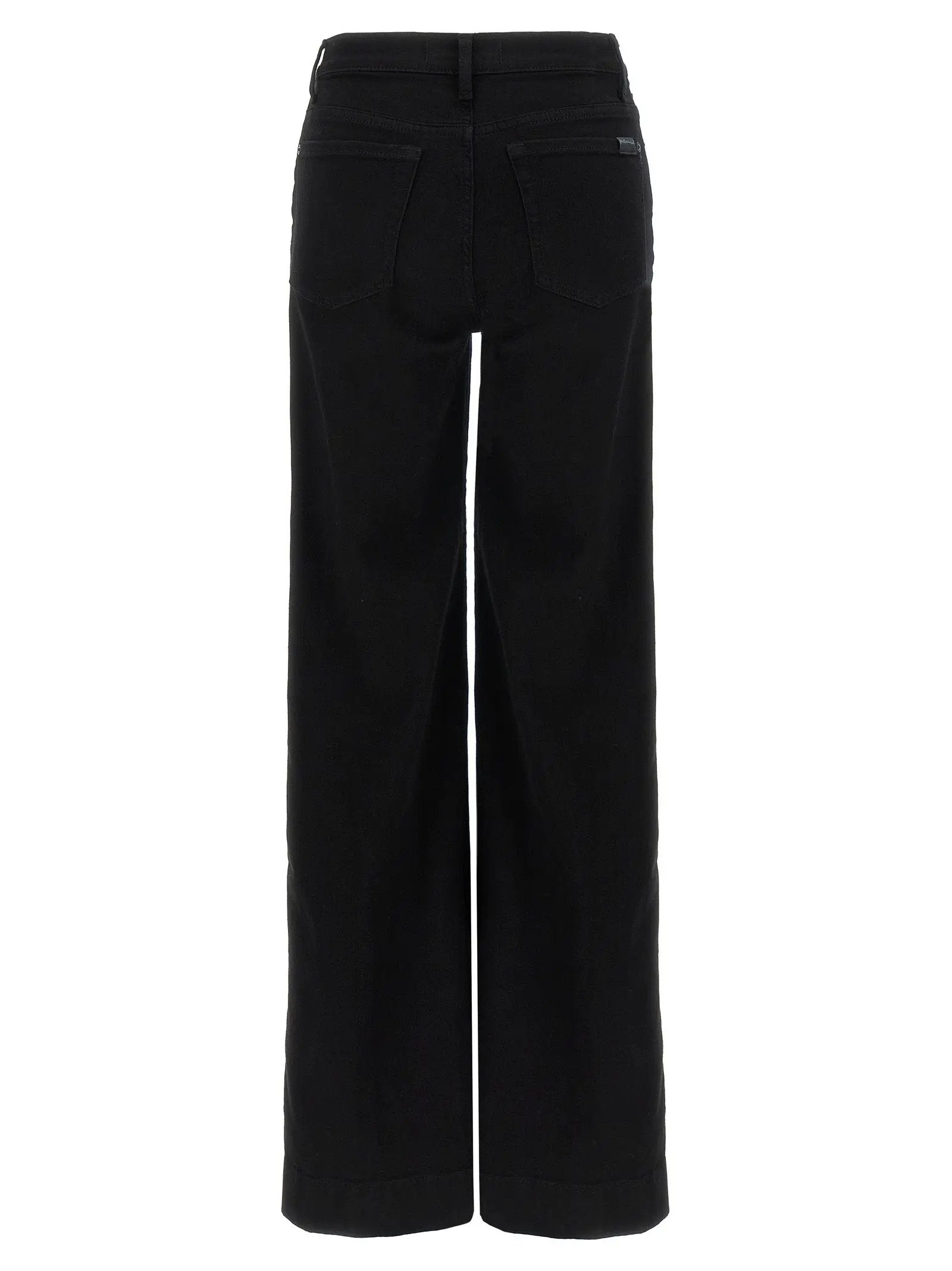 7 For All Mankind Black Cotton Flared Jeans
