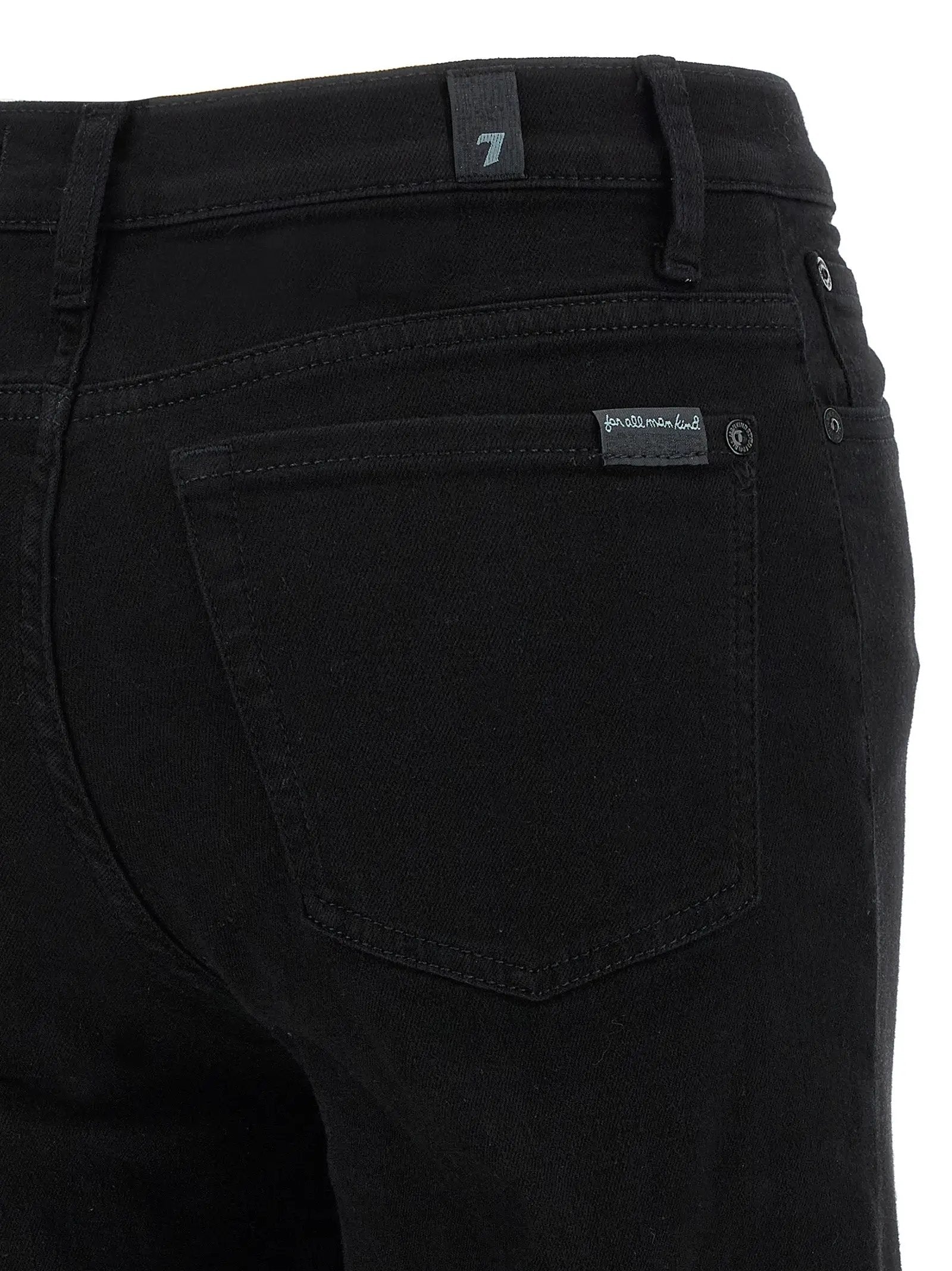 7 For All Mankind Black Cotton Flared Jeans