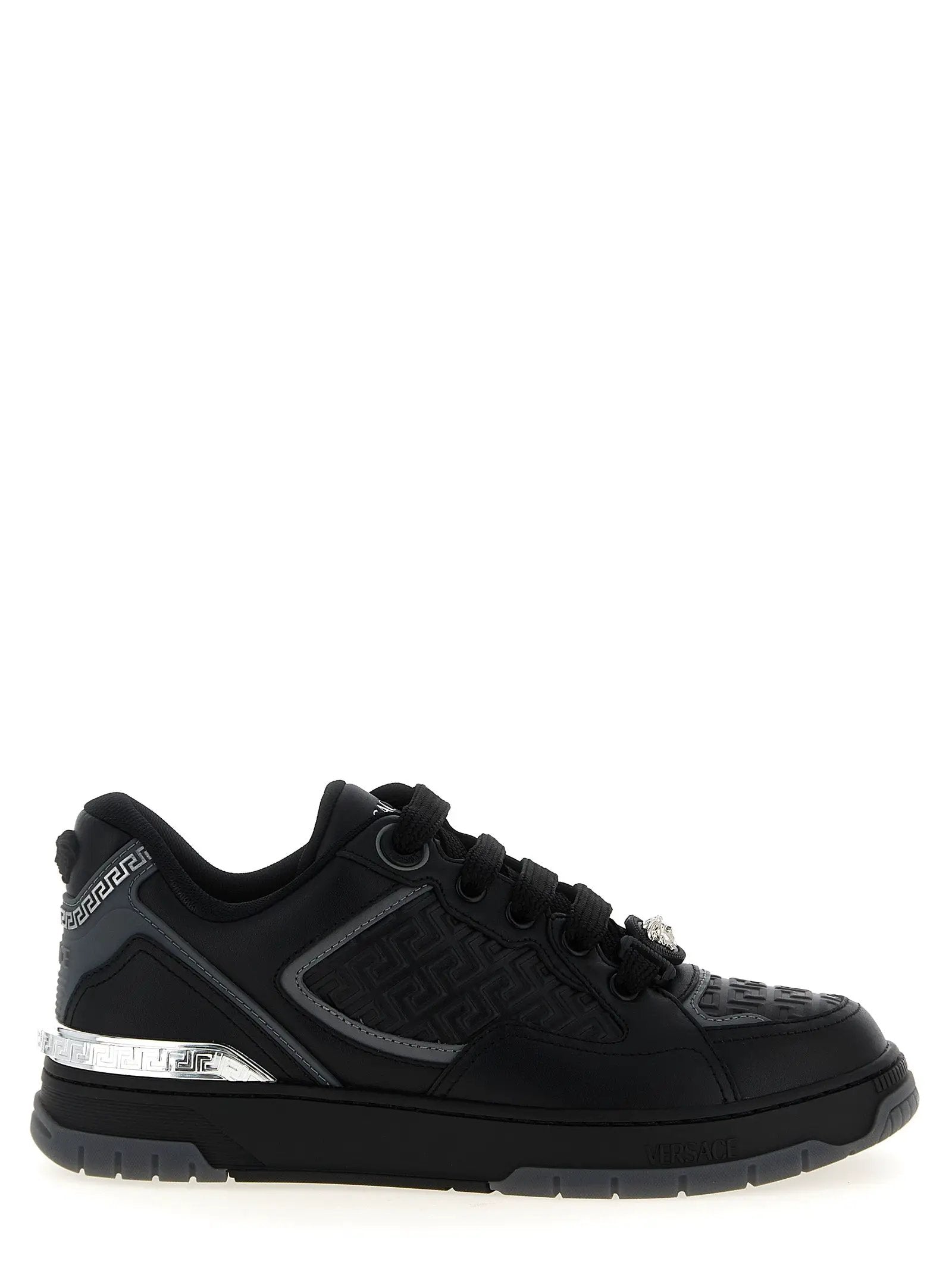 Versace Black Calfskin Athletic Sneakers