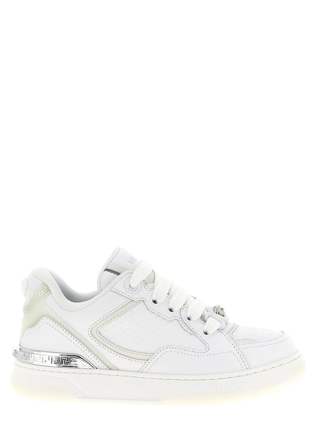 Versace White Calfskin Low Top Sneakers