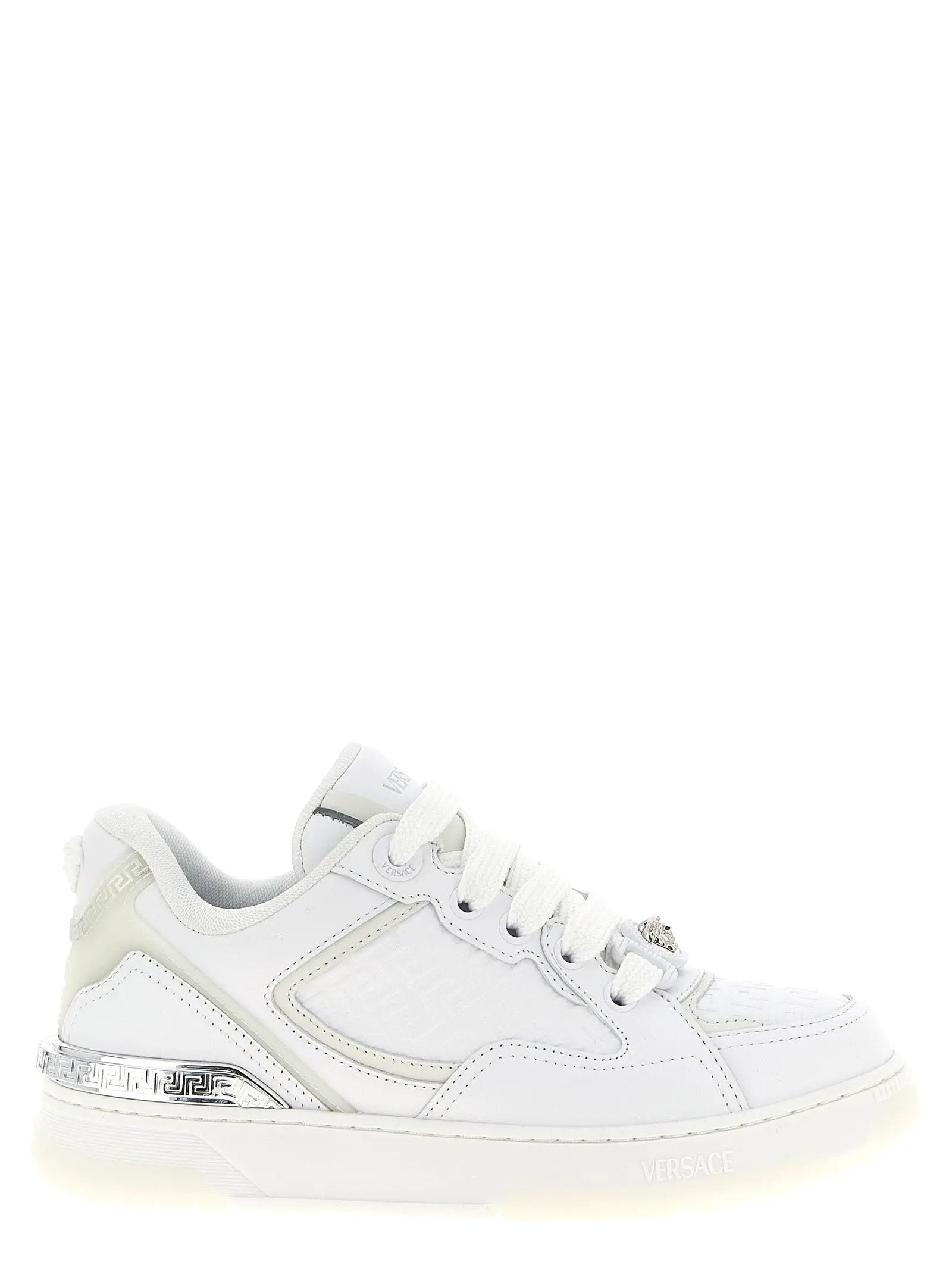 Versace White Calfskin Low Top Sneakers