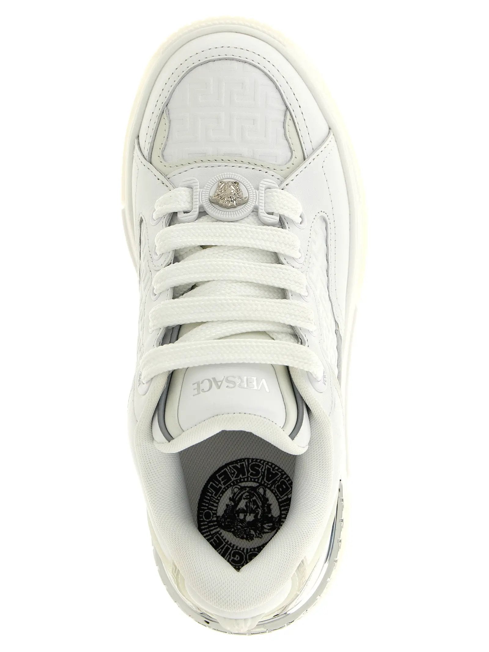 Versace White Calfskin Low Top Sneakers